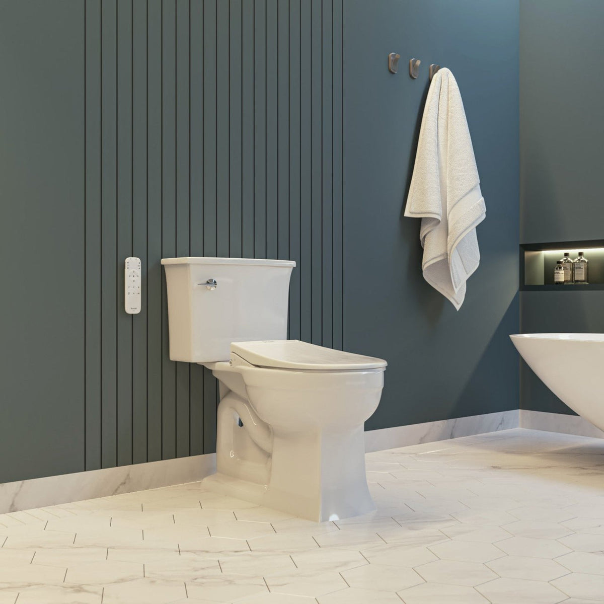 Brondell Swash Eco Thinline T66 Electronic Luxury Bidet Toilet Seat with Remote Control – Elongated – White –