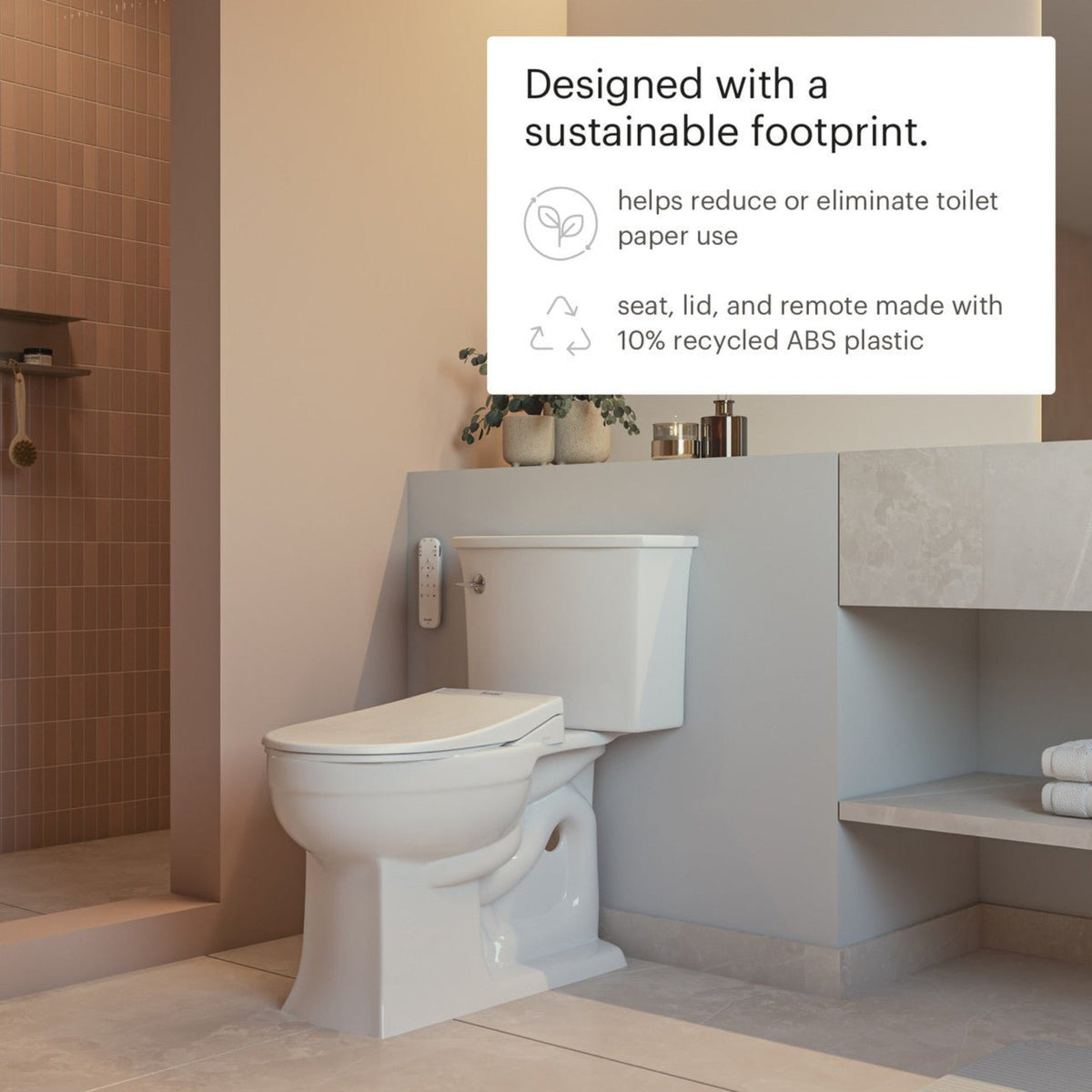 Brondell Swash Eco Thinline T66 Electronic Luxury Bidet Toilet Seat with Remote Control – Elongated – White –