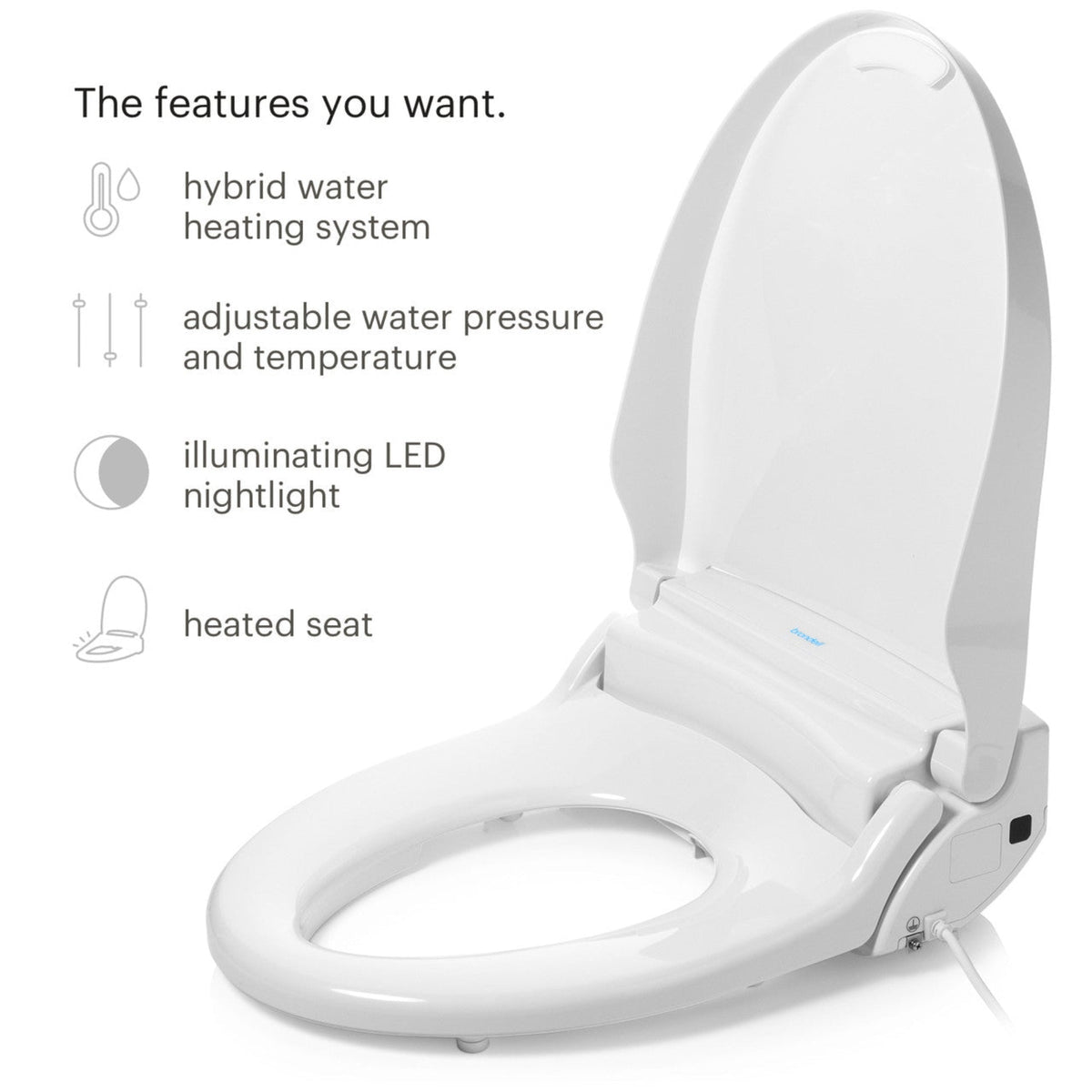Brondell Swash Select BL97 Remote Controlled Bidet Seat – Elongated – White –