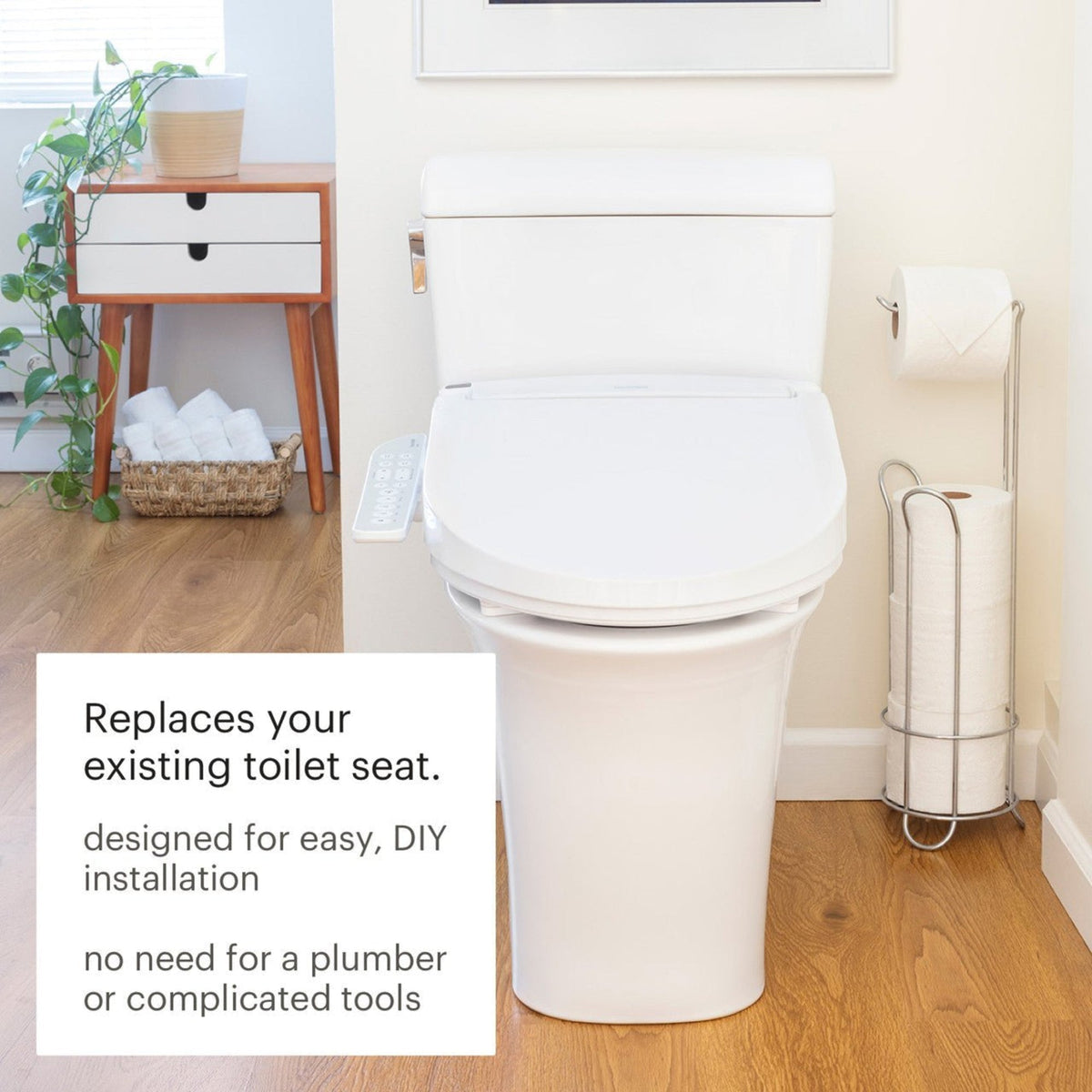 Brondell Swash Select DR801 Sidearm Bidet Seat with Warm Air Dryer and Deodorizer – Elongated – White –