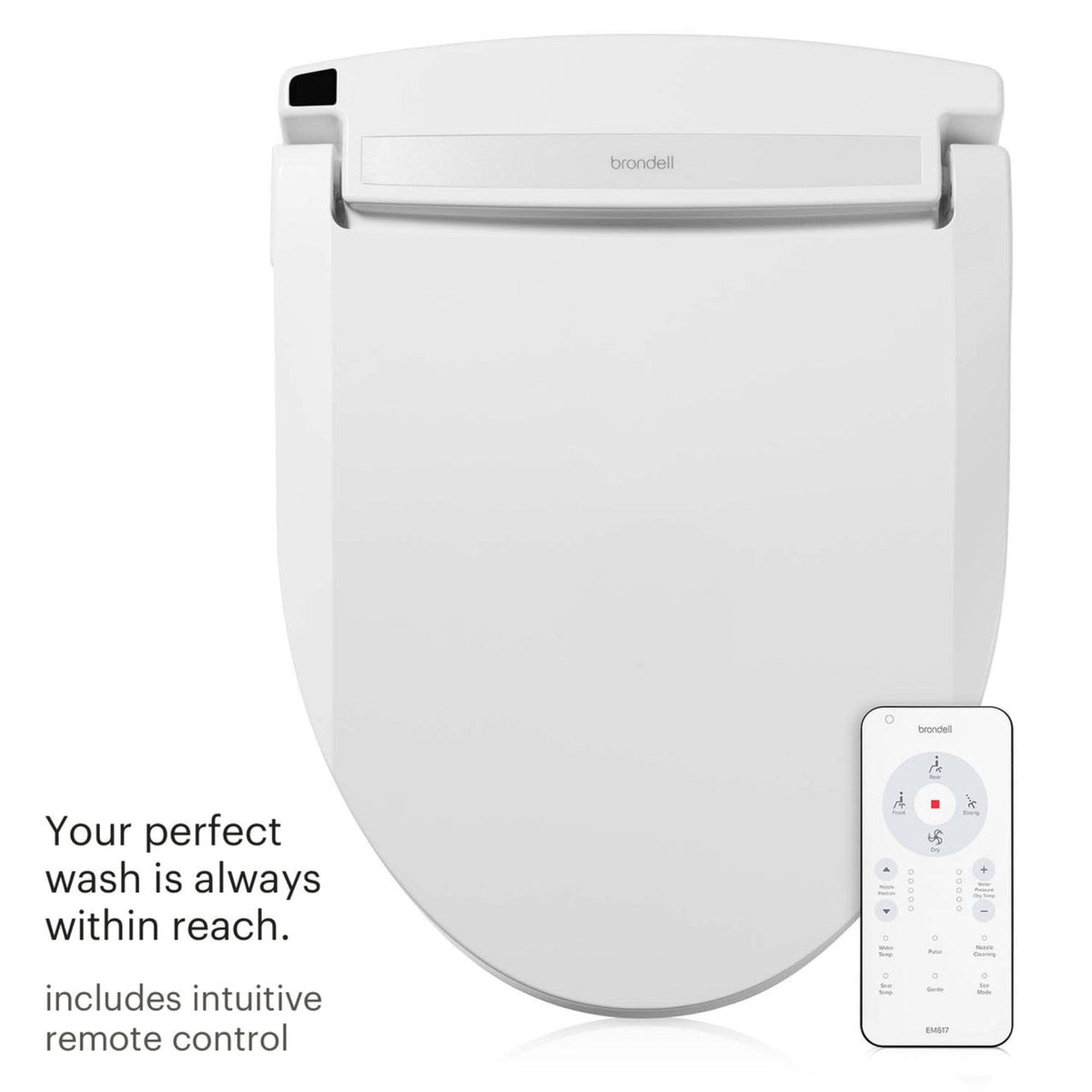 Brondell Swash Select EM617 Bidet Seat with Warm Air Dryer – Elongated – White –