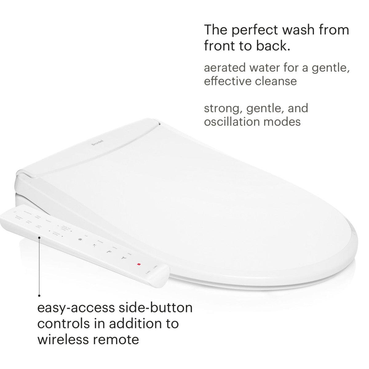 Brondell Swash Thinline T22 Luxury Bidet Toilet Seat with Side Arm Control – Elongated – White –