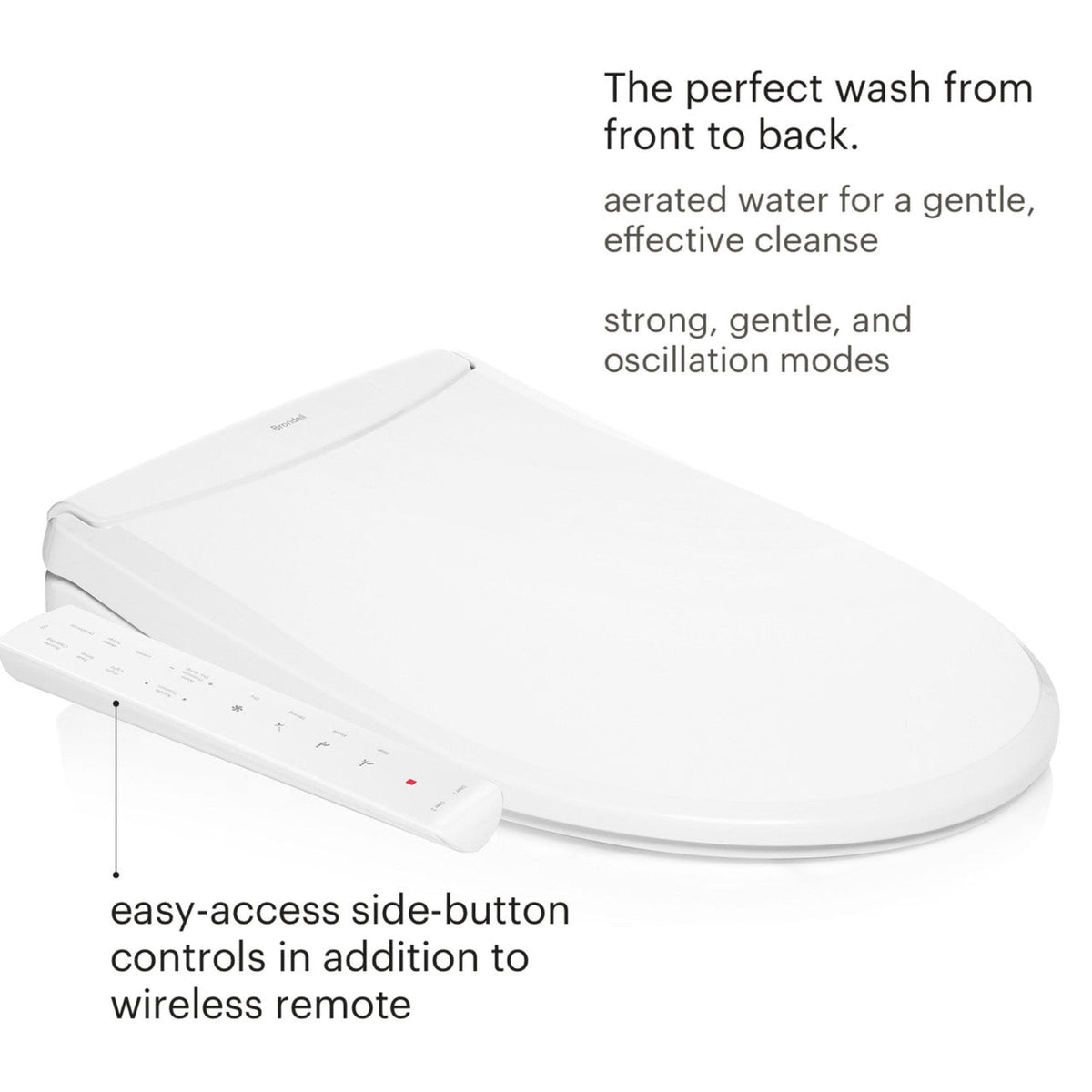 Brondell Swash Thinline T22 Luxury Bidet Toilet Seat with Side Arm Control – Elongated – White –