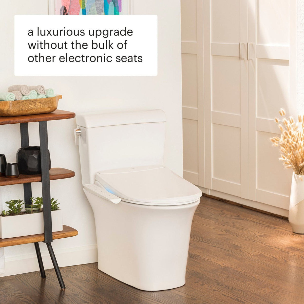 Brondell Swash Thinline T22 Luxury Bidet Toilet Seat with Side Arm Control – Elongated – White –