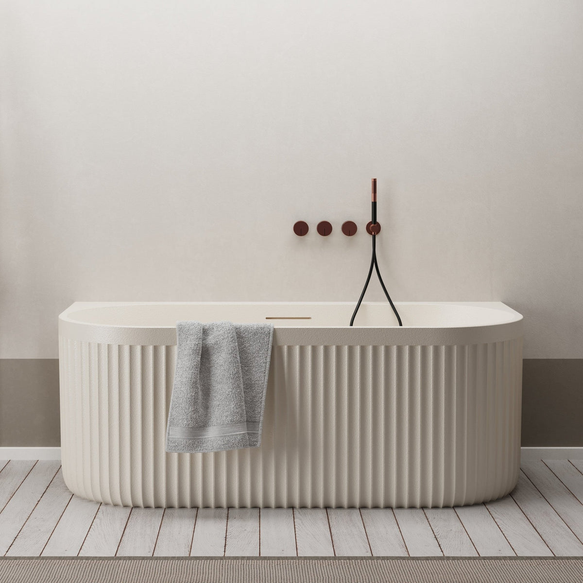 Ideavit Archtec Oval Back - to - Wall Bathtub – Cream – –