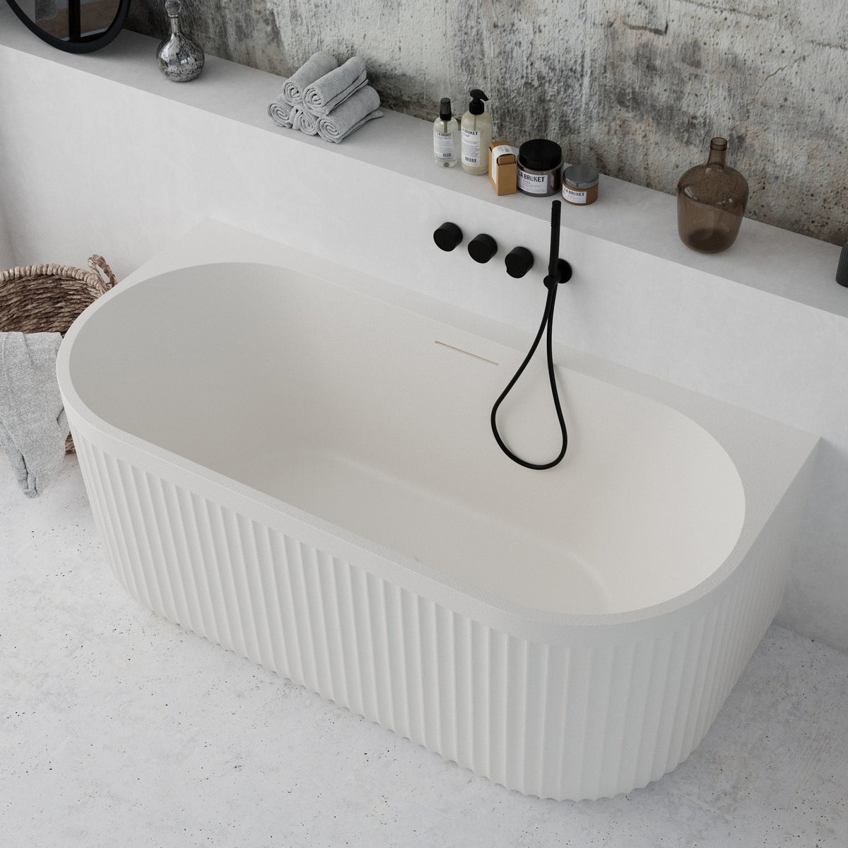 Ideavit Archtec Oval Back - to - Wall Bathtub – White – –