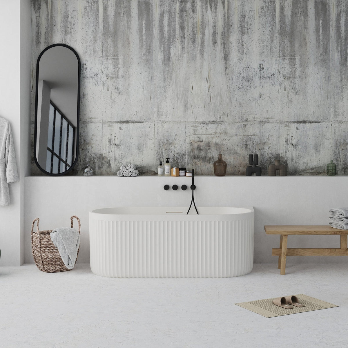 Ideavit Archtec Oval Back - to - Wall Bathtub – White – –