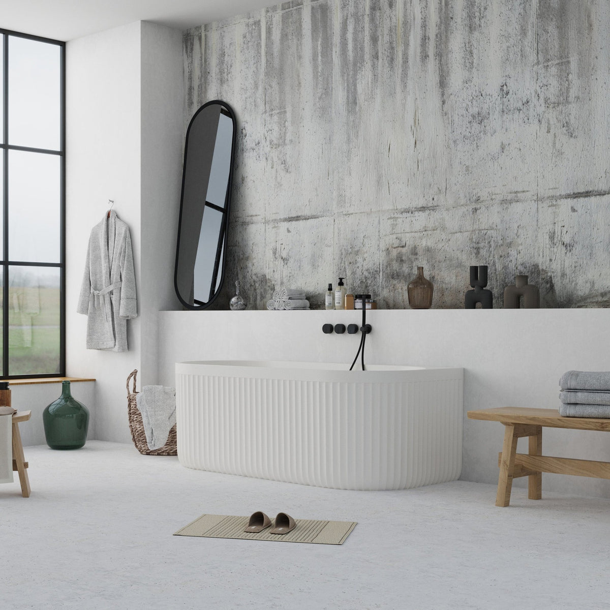 Ideavit Archtec Oval Back - to - Wall Bathtub – White – –