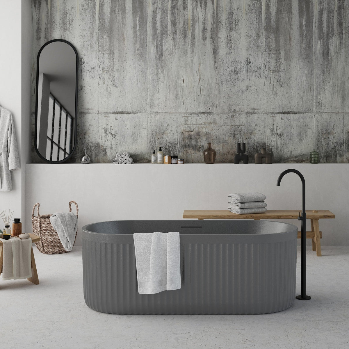 Ideavit Archtec Oval Freestanding Bathtub – Gray – –