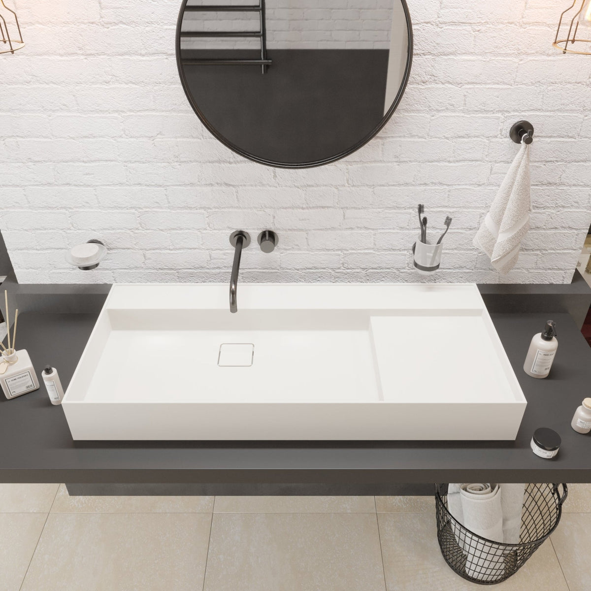 Ideavit SolidBliss 100 Vessel Sink – 39" Matte White – – –