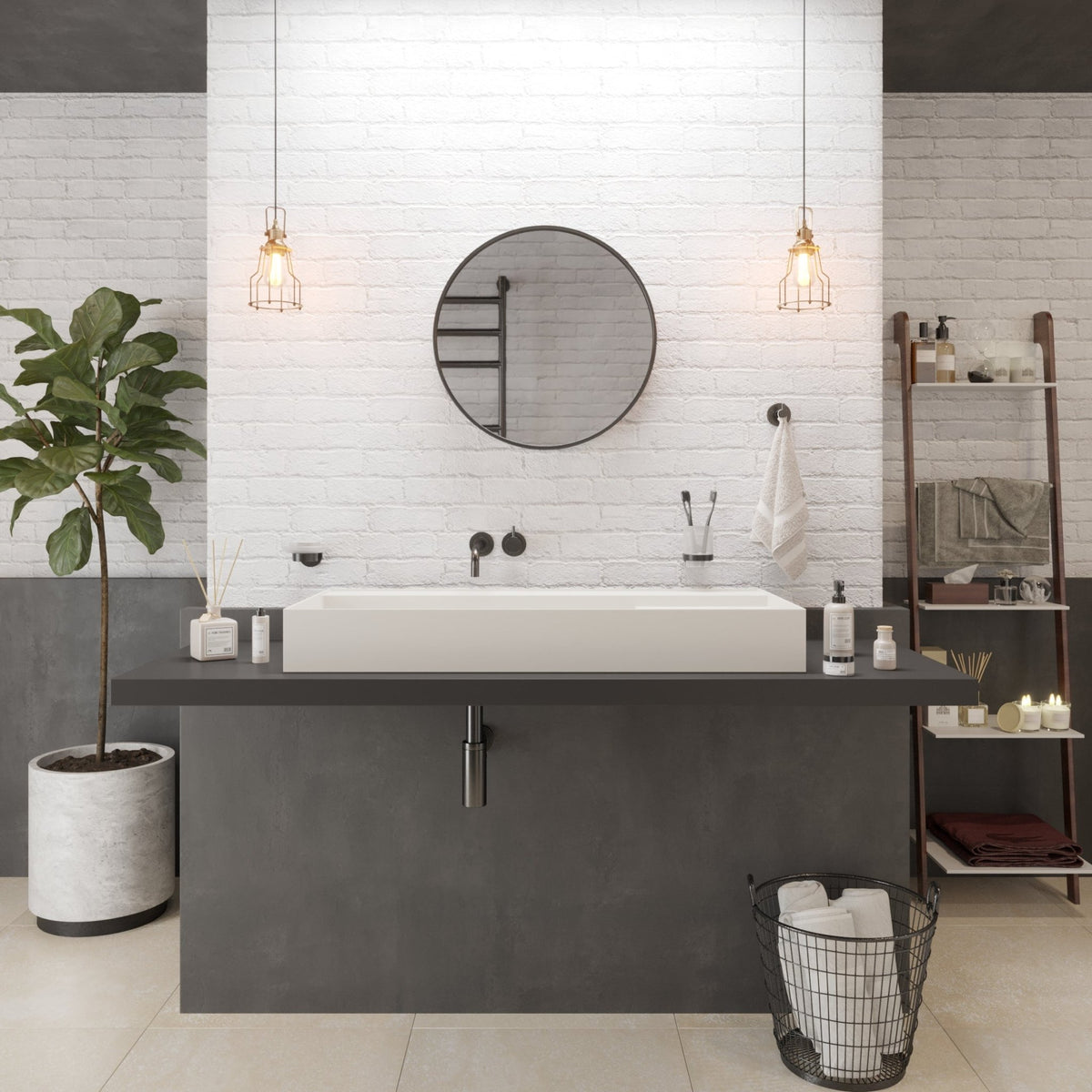 Ideavit SolidBliss 100 Vessel Sink – 39" Matte White – – –