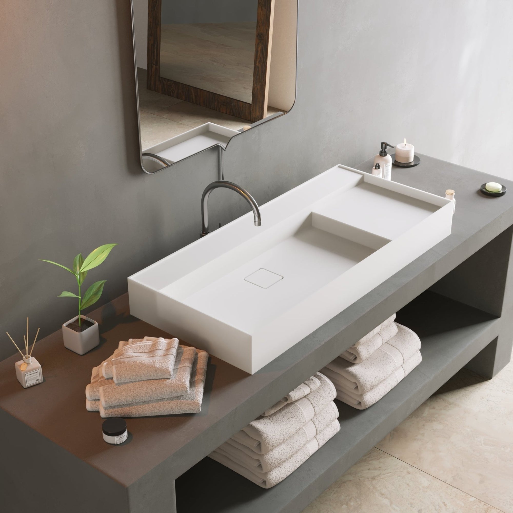 Ideavit SolidBliss 100 Vessel Sink – 39" Matte White – – –