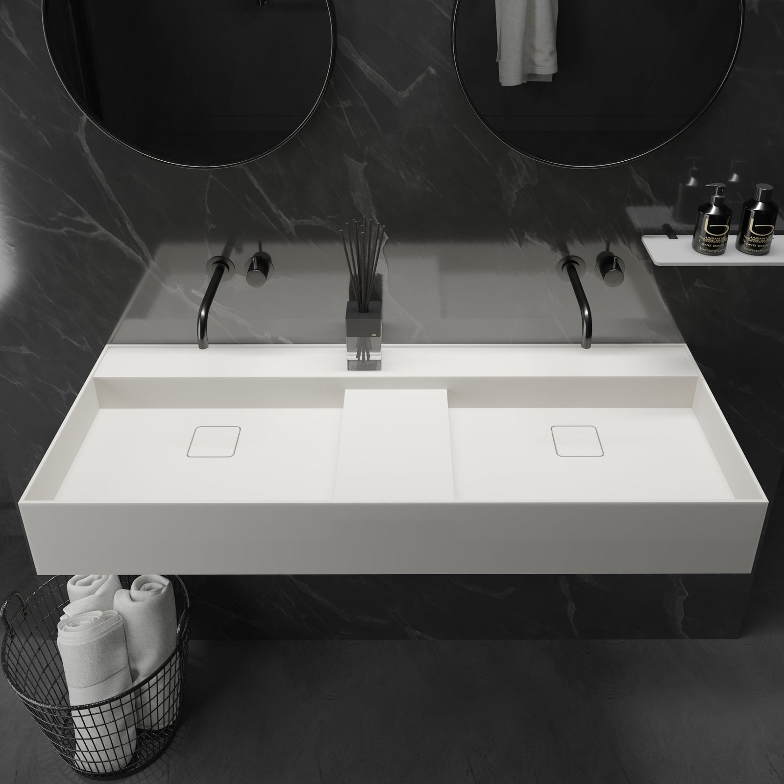 Ideavit SolidBliss 120 D Wall - Mounted Sink – 47" Matte White – – –