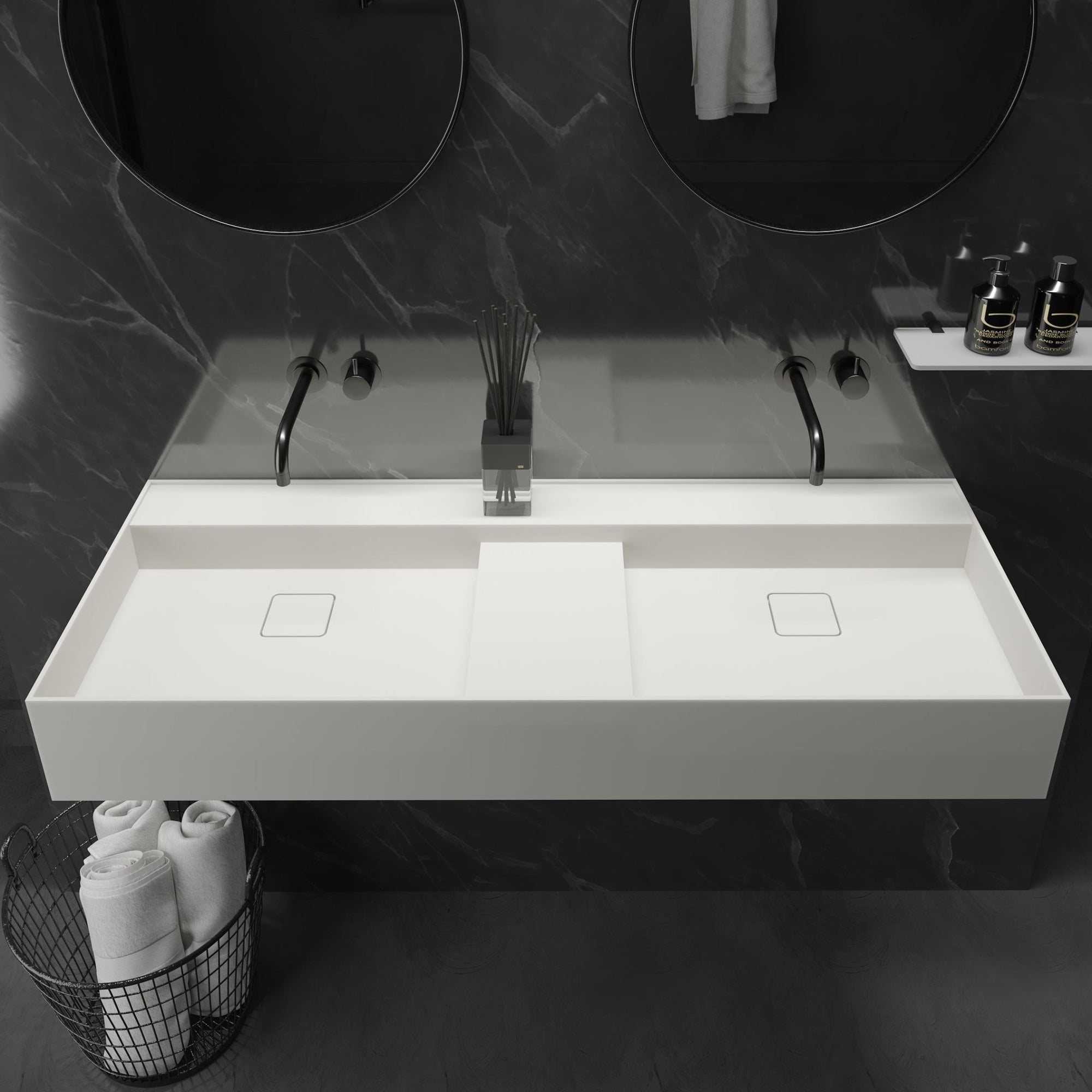 Ideavit SolidBliss 120 D Wall - Mounted Sink – 47" Matte White – – –