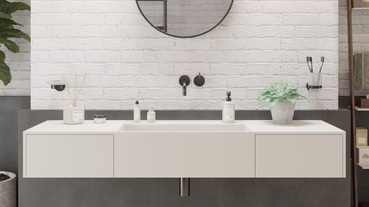 Ideavit SolidBliss 140 DR Wall - Mounted Sink – 55" Matte White – – –