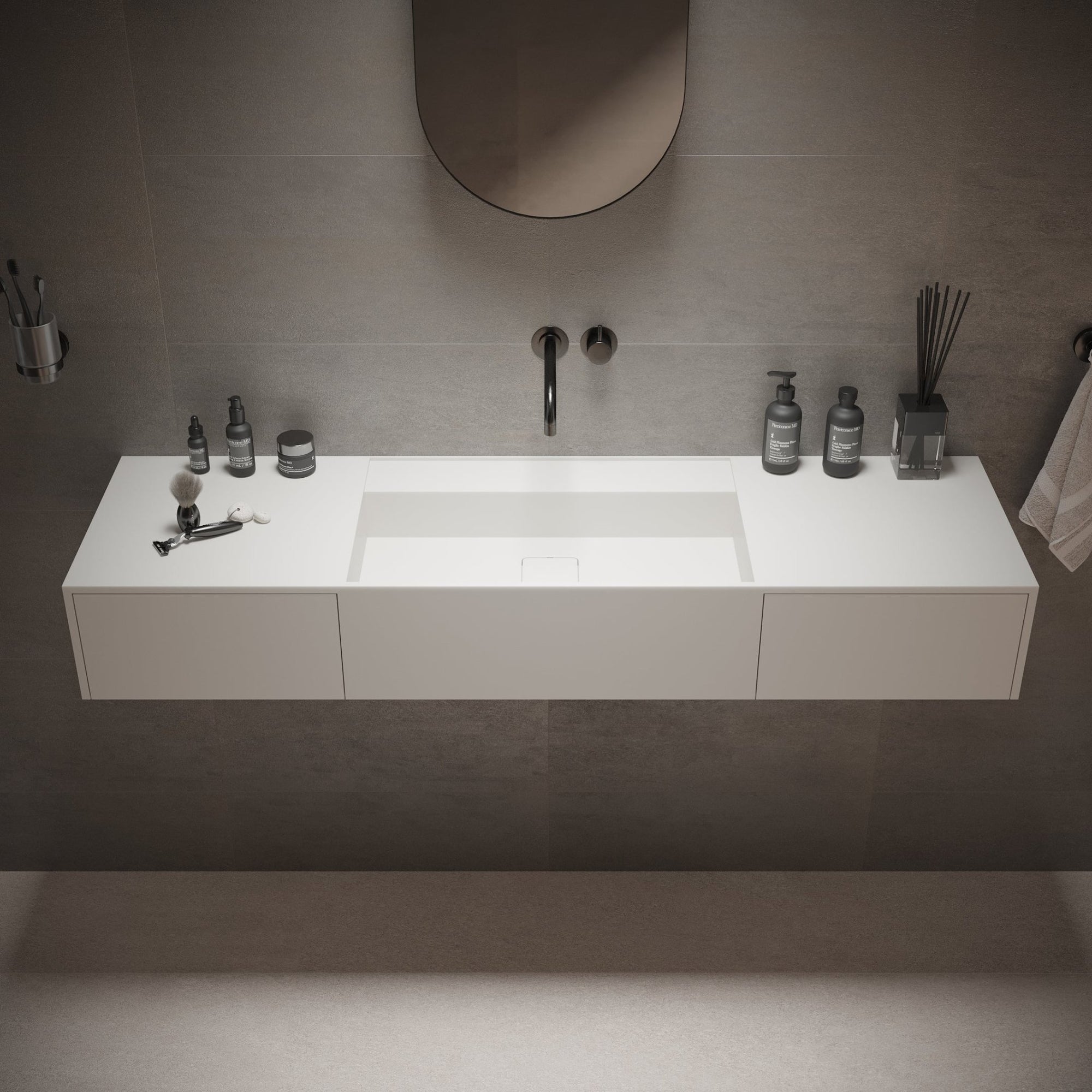 Ideavit SolidBliss 140 DR Wall - Mounted Sink – 55" Matte White – – –