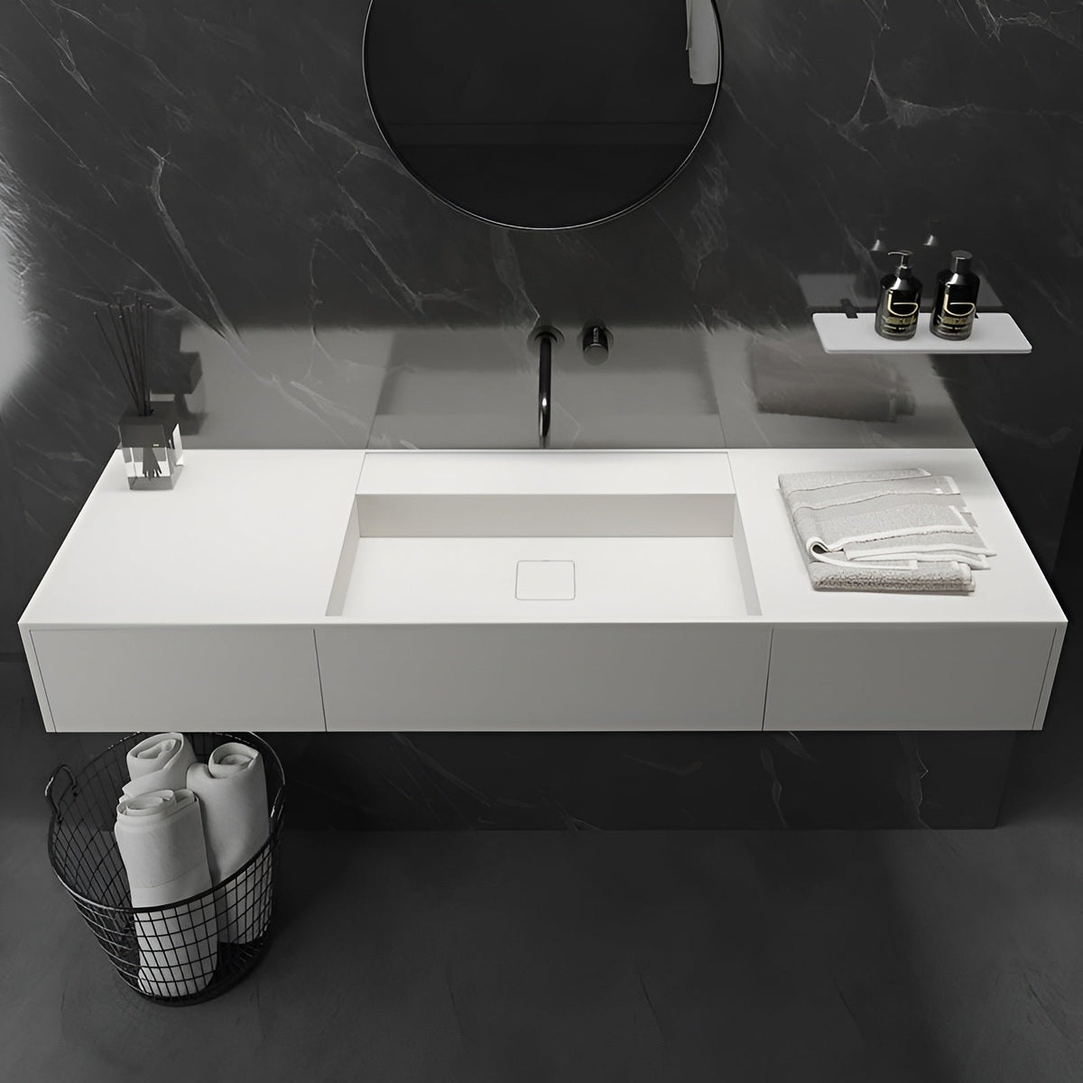 Ideavit SolidBliss 140 DR Wall - Mounted Sink – 55" Matte White – – –