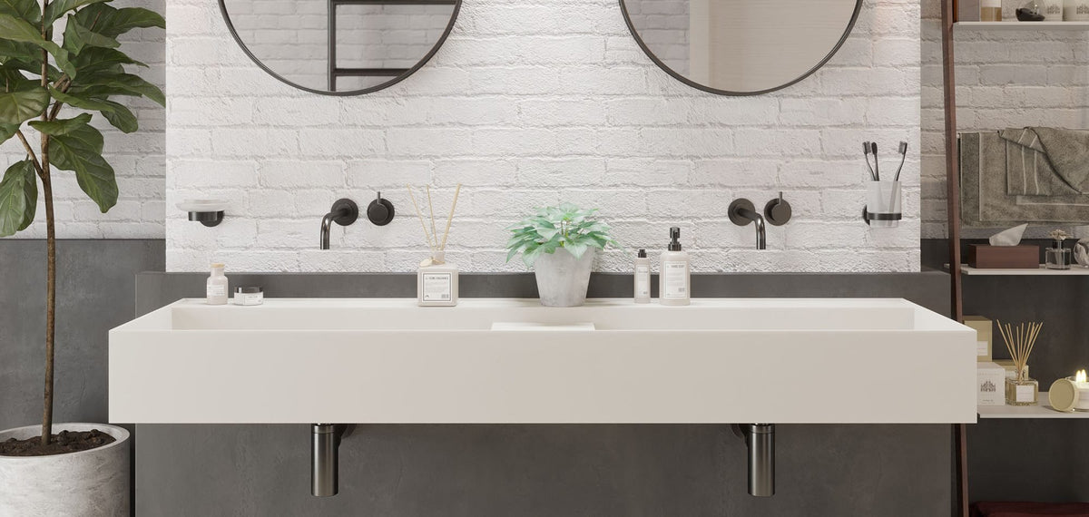 Ideavit SolidBliss 150 D Wall - Mounted Sink – 59" Matte White – – –