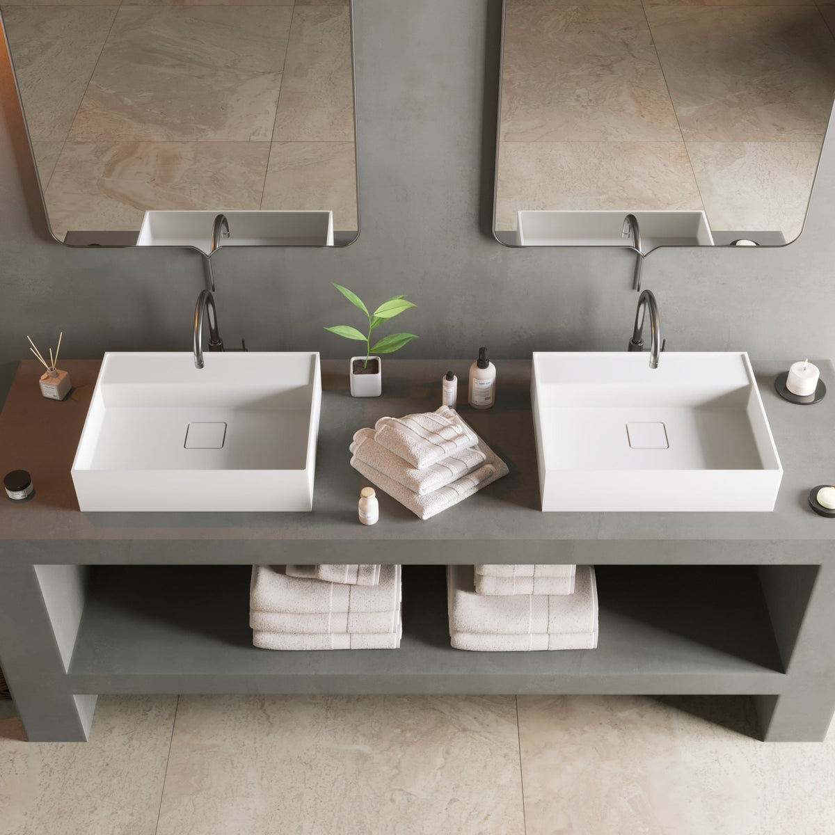 Ideavit SolidBliss 50 Vessel Sink – 20" Matte White – – –