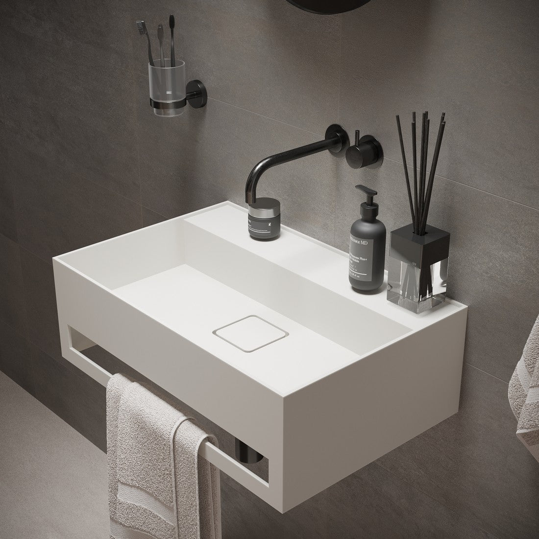 Ideavit SolidBliss 60TB Wall - Mounted Sink – 24" Matte White – – –