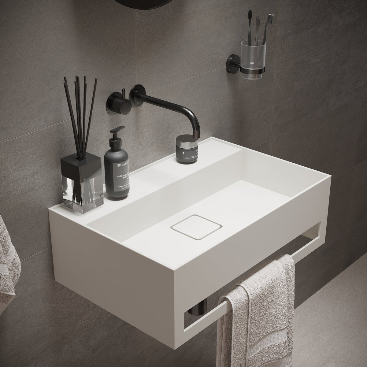 Ideavit SolidBliss 60TB Wall - Mounted Sink – 24" Matte White – – –