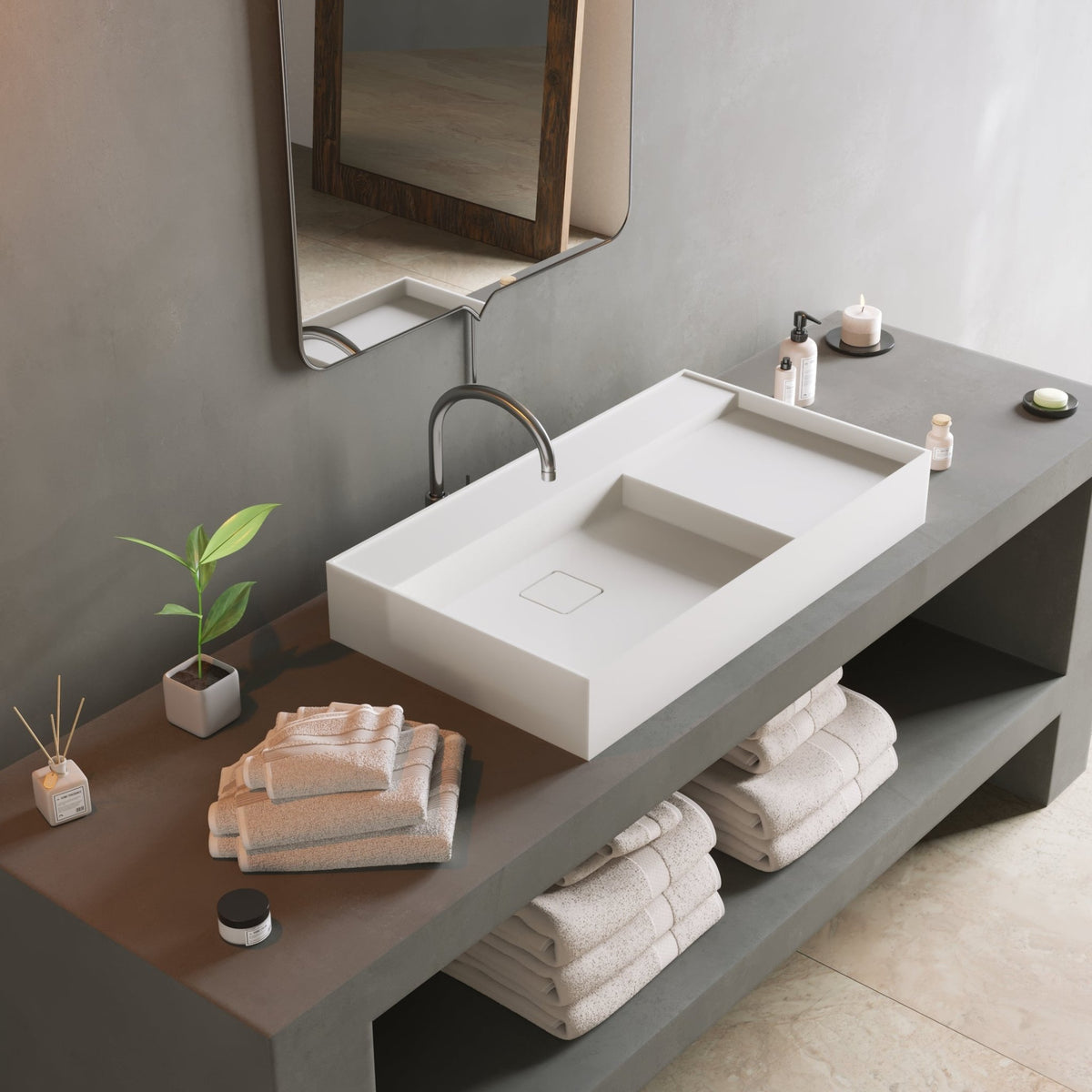 Ideavit SolidBliss 80 Vessel Sink – 31" Matte White – – –