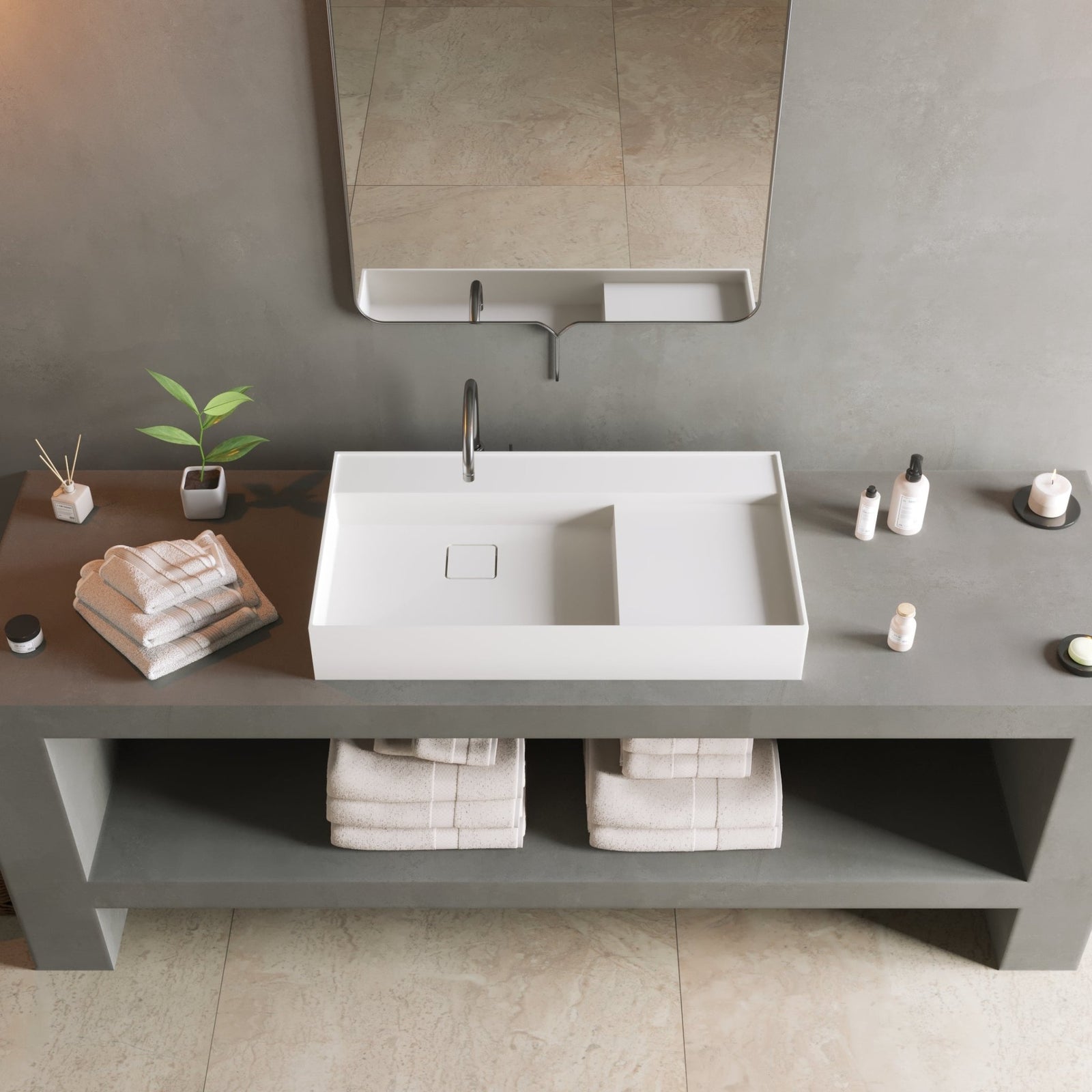 Ideavit SolidBliss 80 Vessel Sink – 31" Matte White – – –