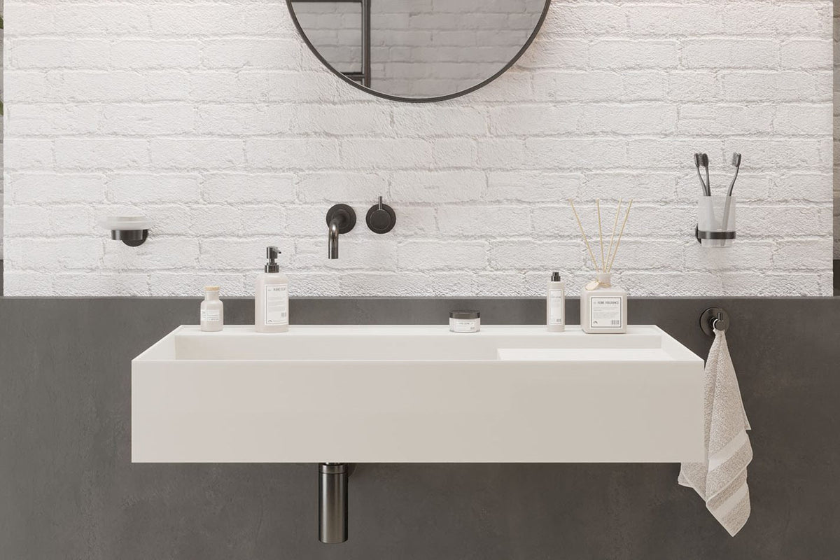 Ideavit SolidBliss 90 Wall - Mounted Sink – 35" Matte White – – –