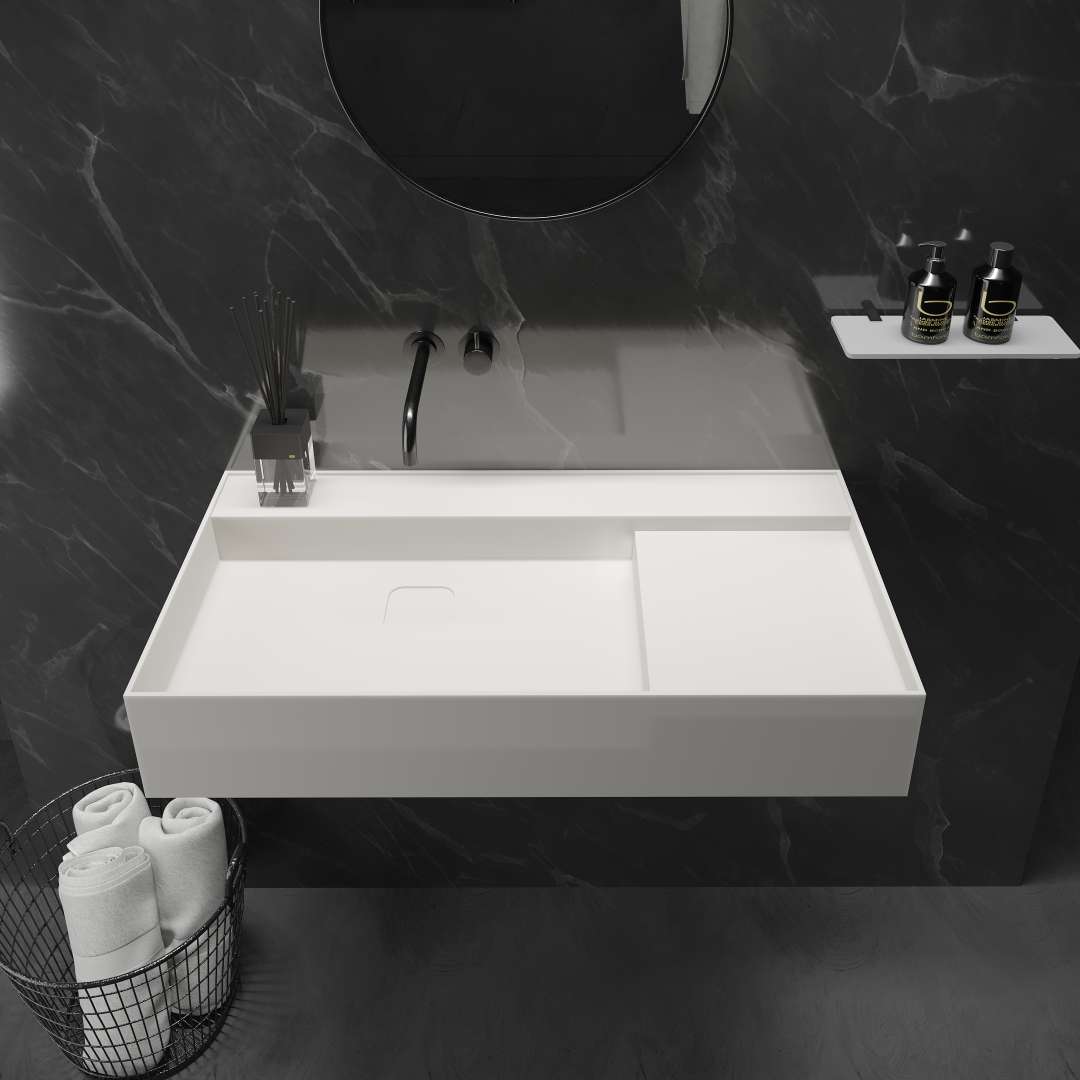 Ideavit SolidBliss 90 Wall - Mounted Sink – 35" Matte White – – –