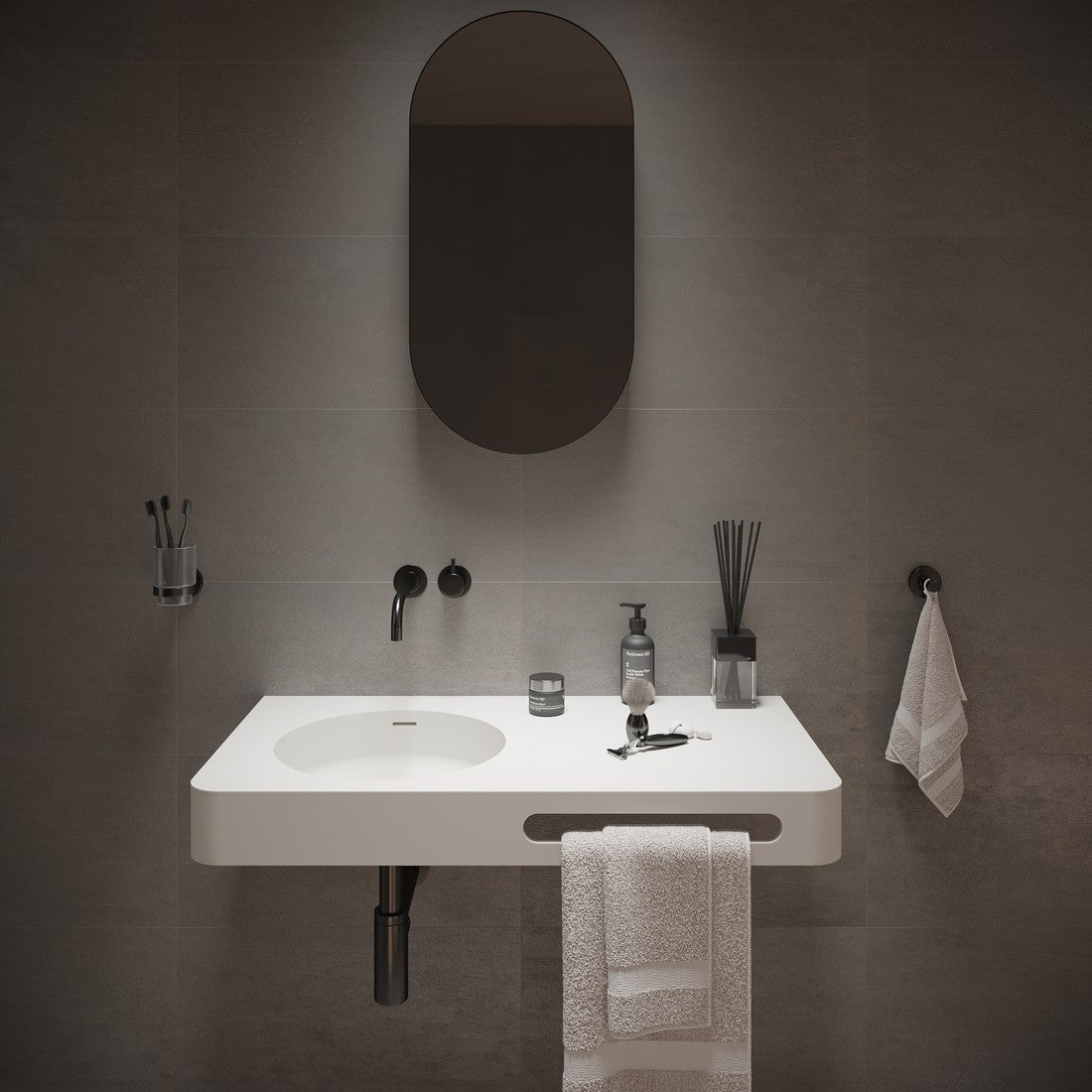 Ideavit SolidBrio 90 Wall - Mounted Sink – 35" Matte White – – –