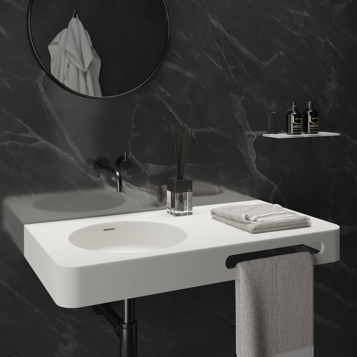 Ideavit SolidBrio 90 Wall - Mounted Sink – 35" Matte White – – –