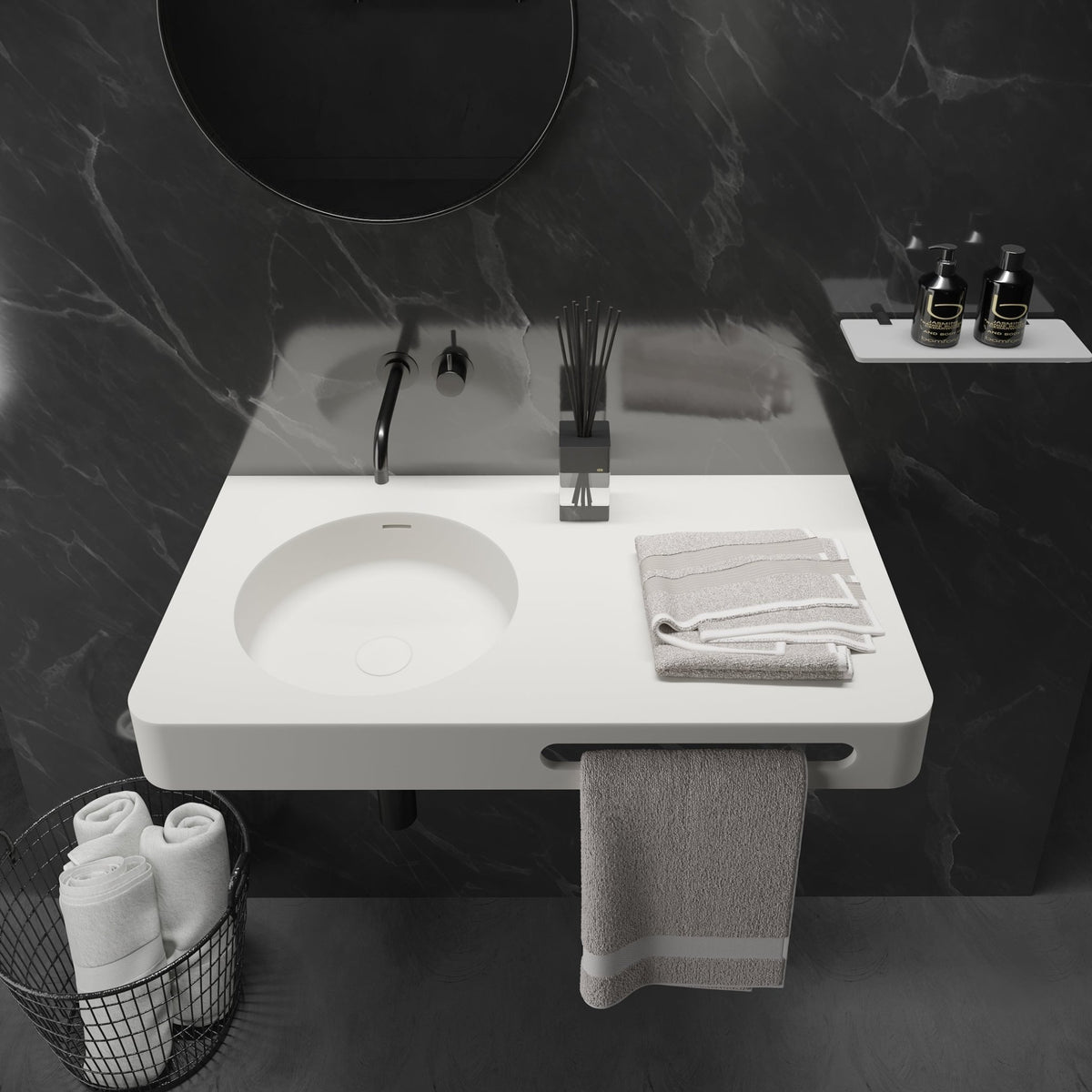 Ideavit SolidBrio 90 Wall - Mounted Sink – 35" Matte White – – –