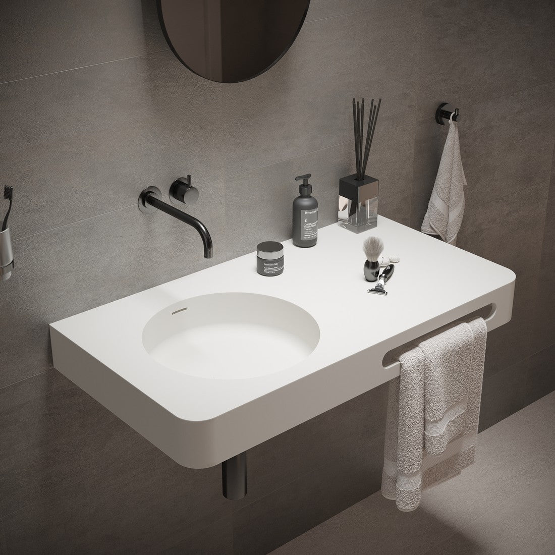 Ideavit SolidBrio 90 Wall - Mounted Sink – 35" Matte White – – –