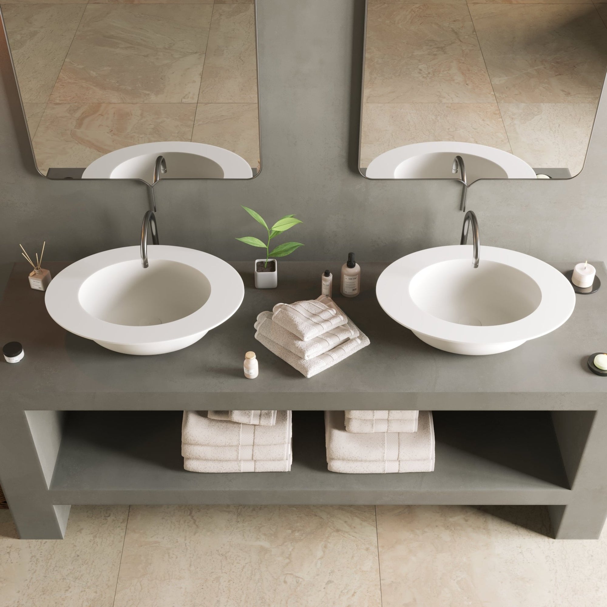 Ideavit SolidCap 2.0 Vessel Sink – 24" Matte White – – –