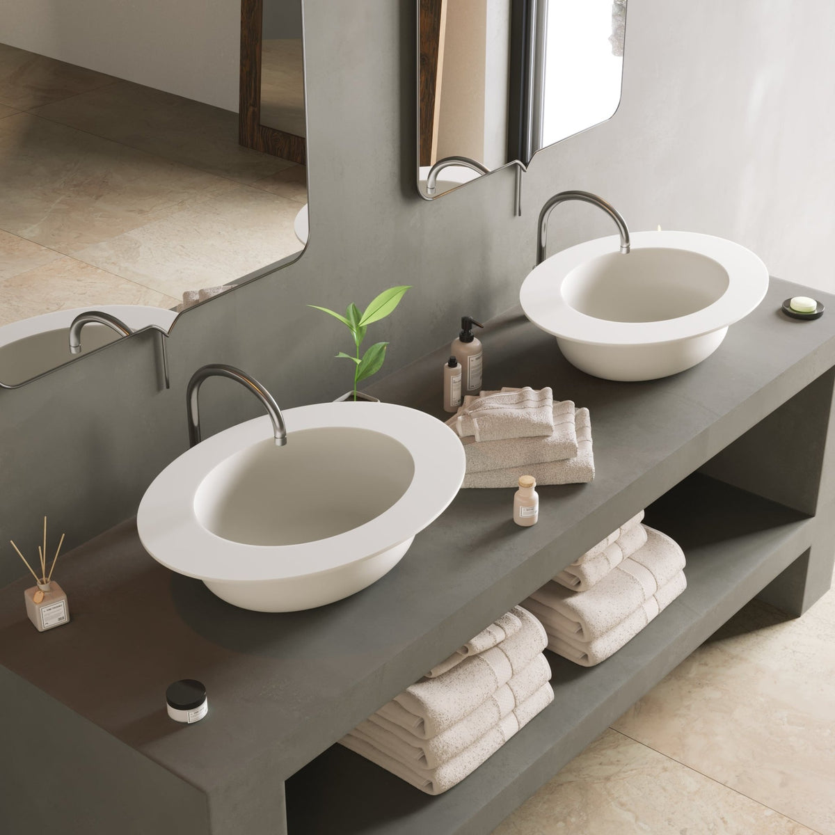 Ideavit SolidCap 2.0 Vessel Sink – 24" Matte White – – –