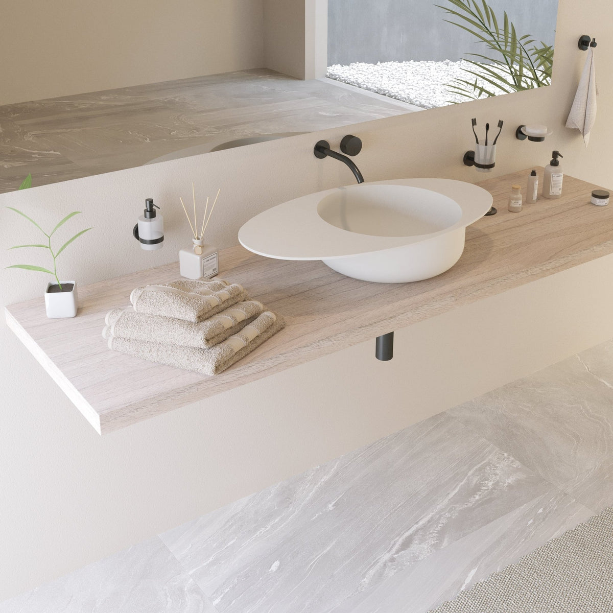 Ideavit SolidCap 8.0 Vessel Sink – 32" Matte White – – –