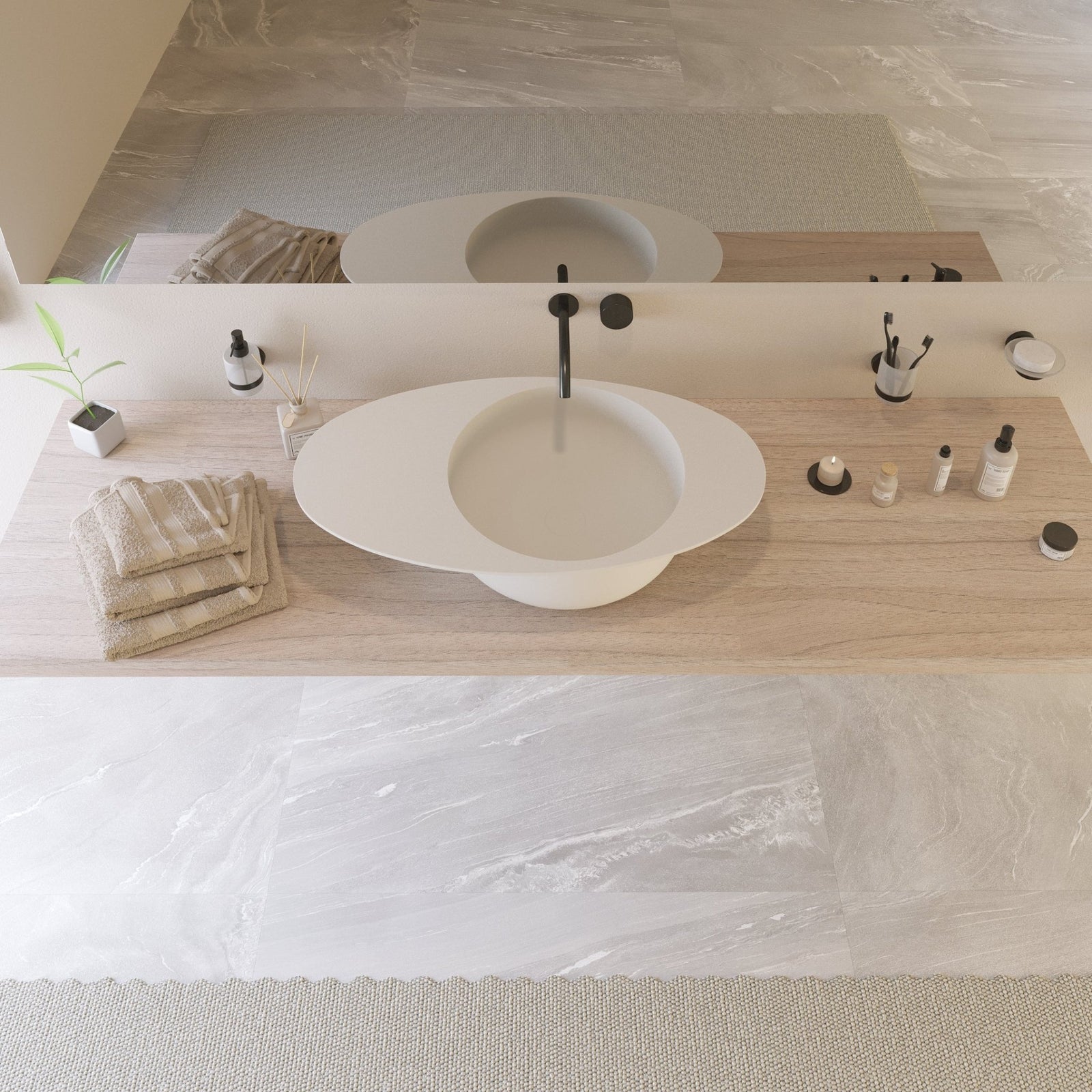 Ideavit SolidCap 8.0 Vessel Sink – 32" Matte White – – –