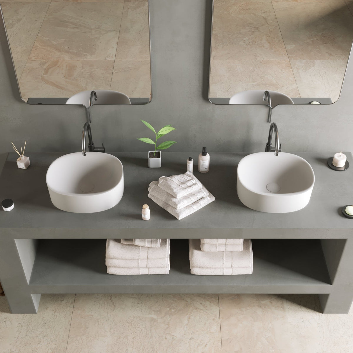 Ideavit SolidCliff 40 Vessel Sink – 16" Matte White – – –