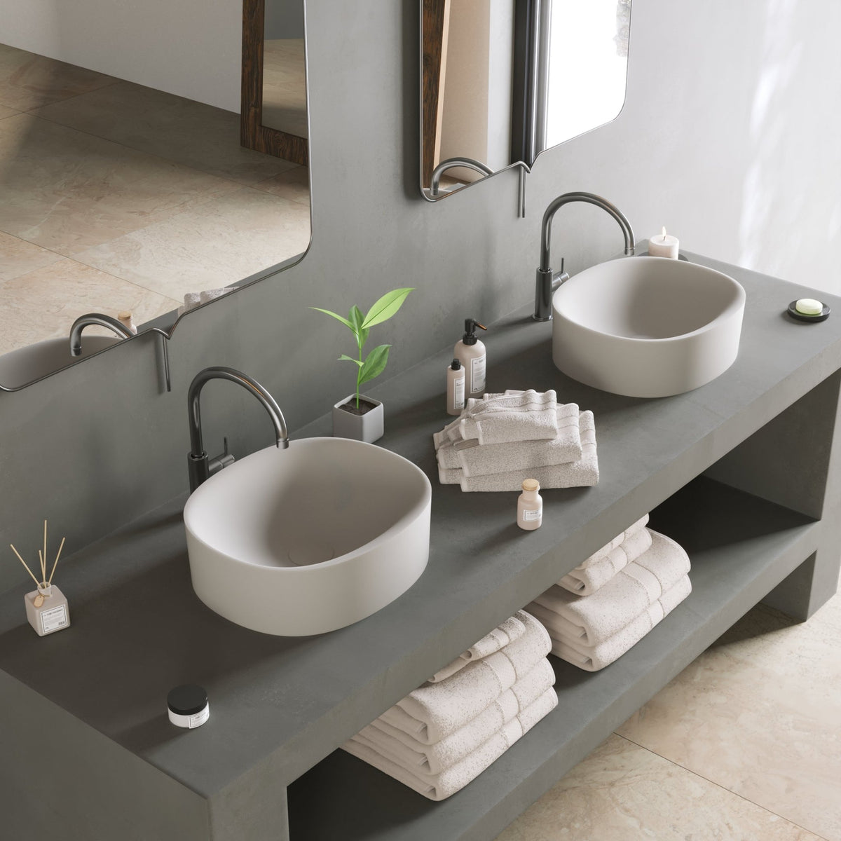 Ideavit SolidCliff 40 Vessel Sink – 16" Matte White – – –