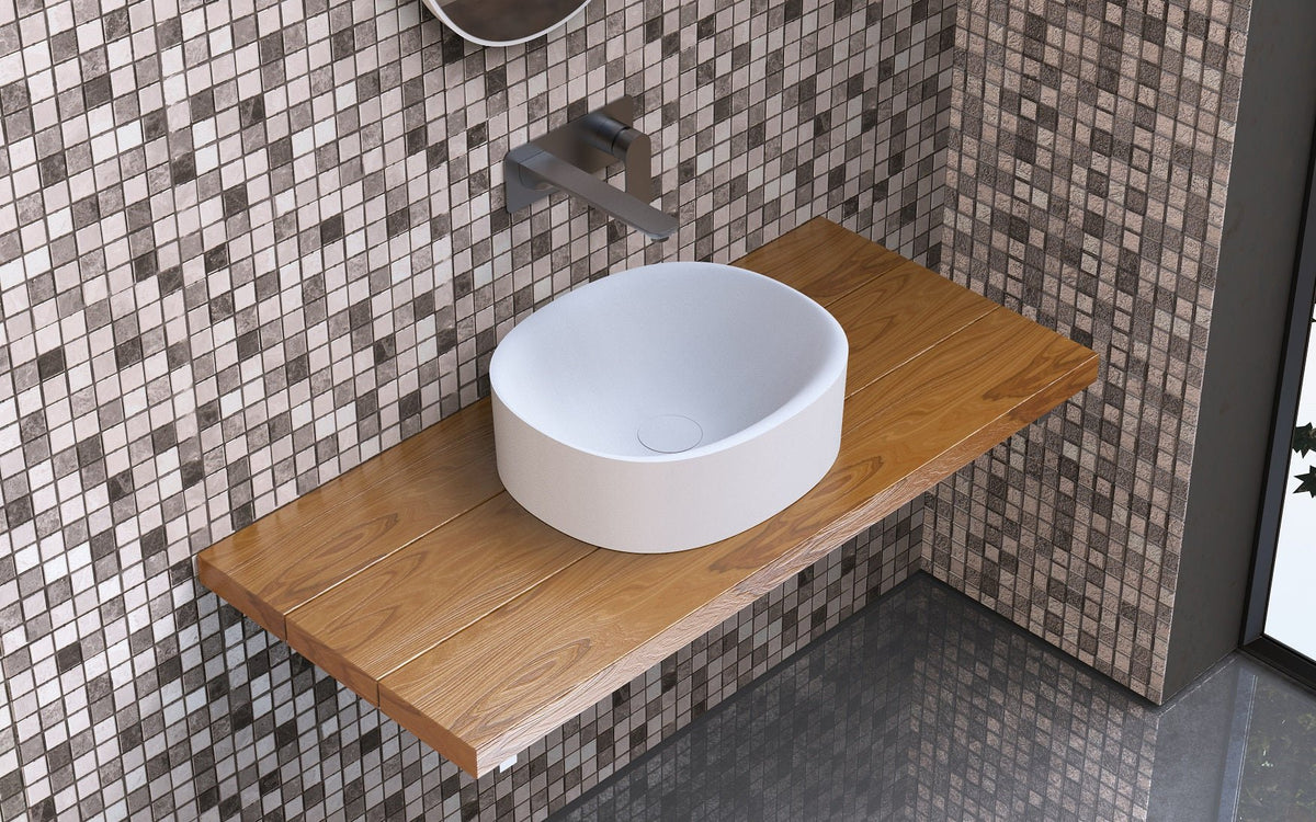 Ideavit SolidCliff 40 Vessel Sink – 16" Matte White – – –