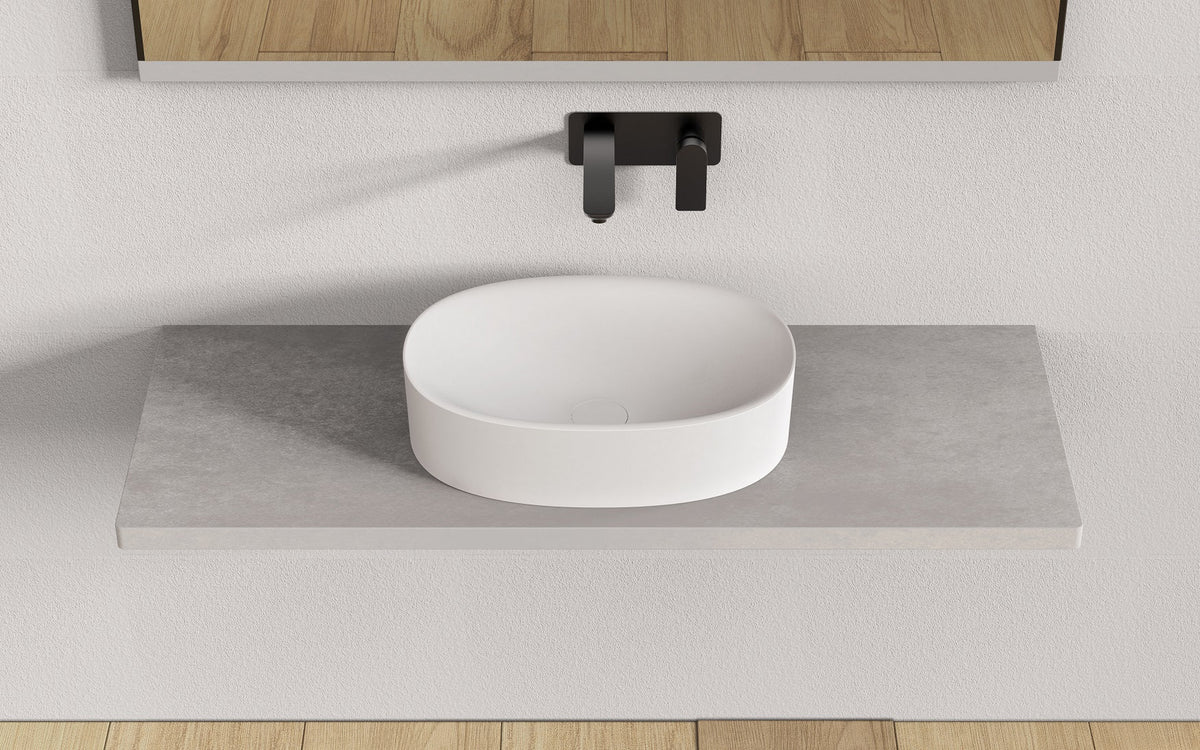 Ideavit SolidCliff 50 Vessel Sink – 20" Matte White – – –