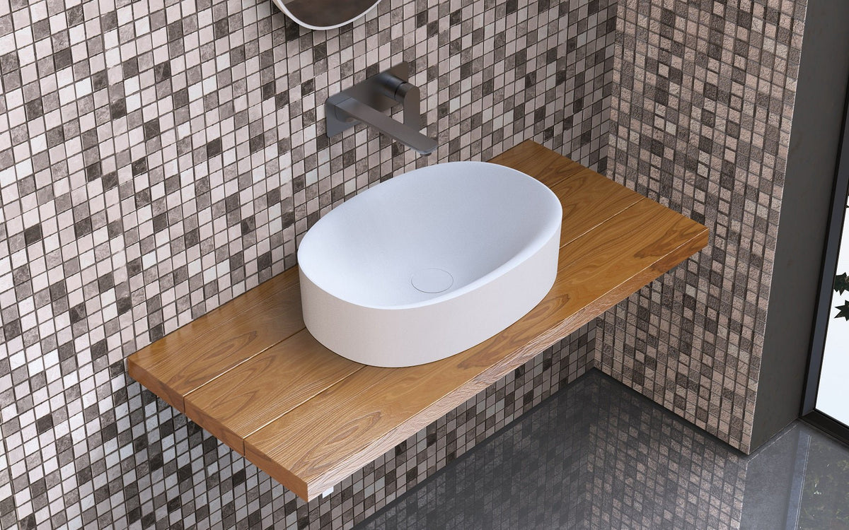 Ideavit SolidCliff 50 Vessel Sink – 20" Matte White – – –