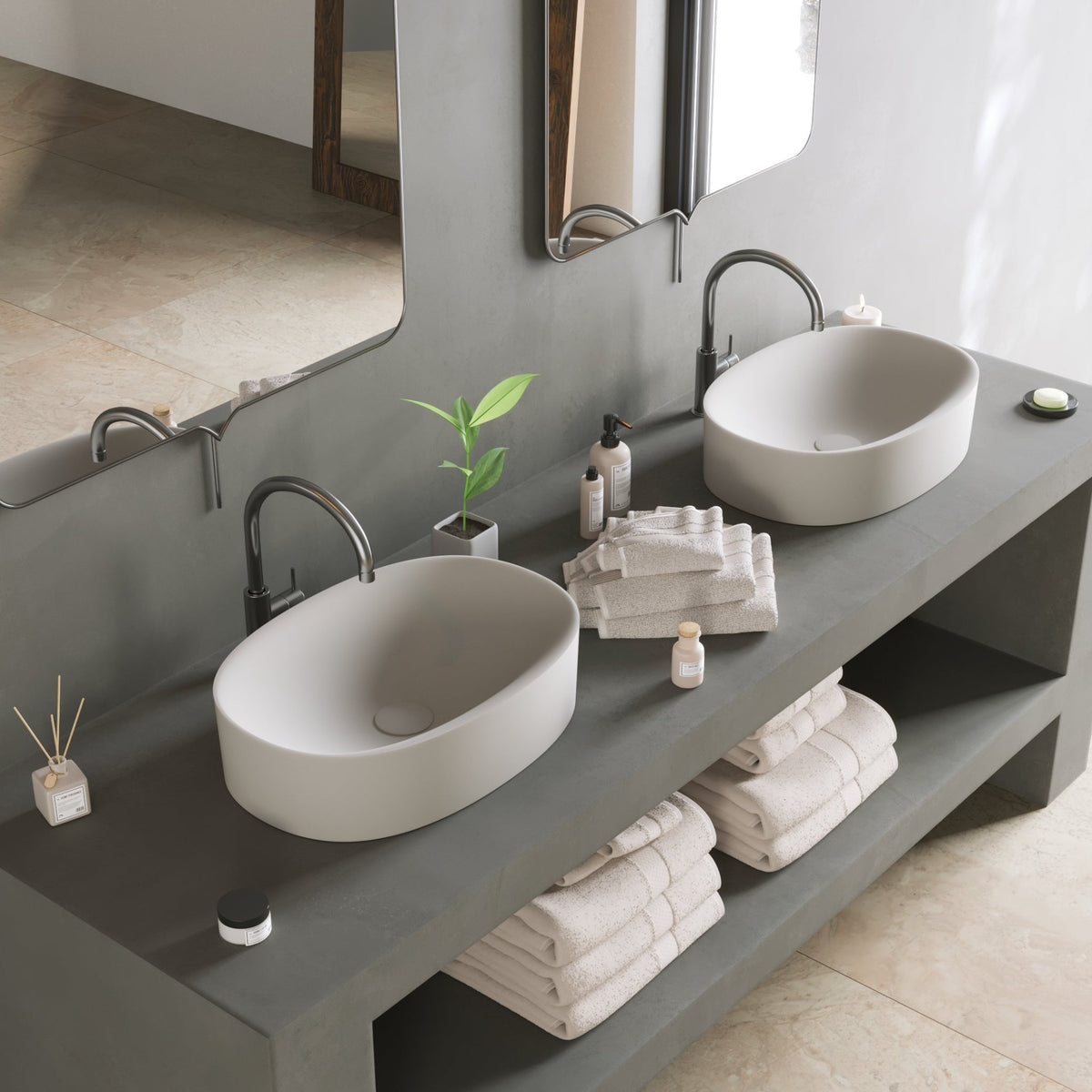 Ideavit SolidCliff 50 Vessel Sink – 20" Matte White – – –