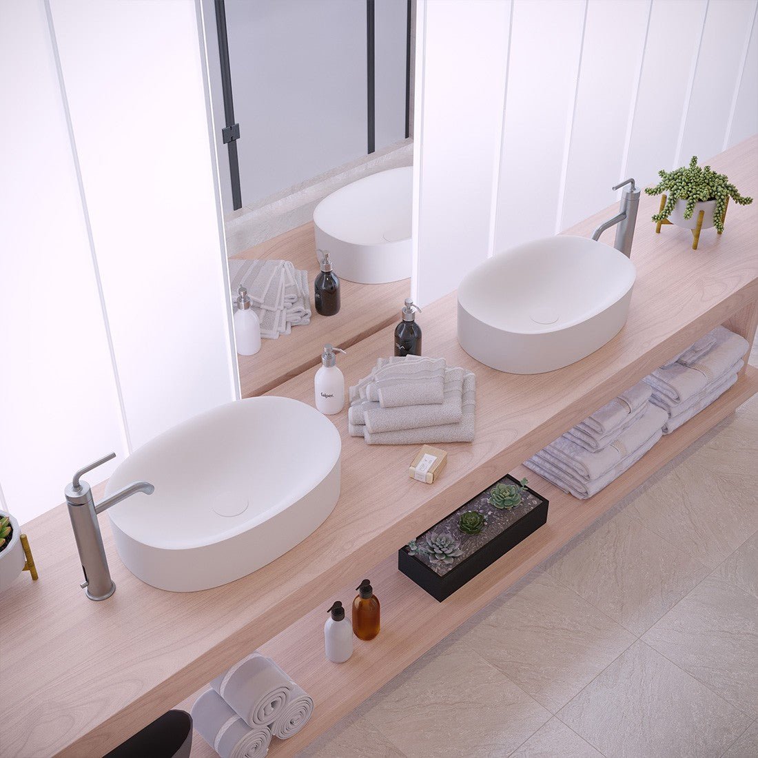 Ideavit SolidCliff 50 Vessel Sink – 20" Matte White – – –