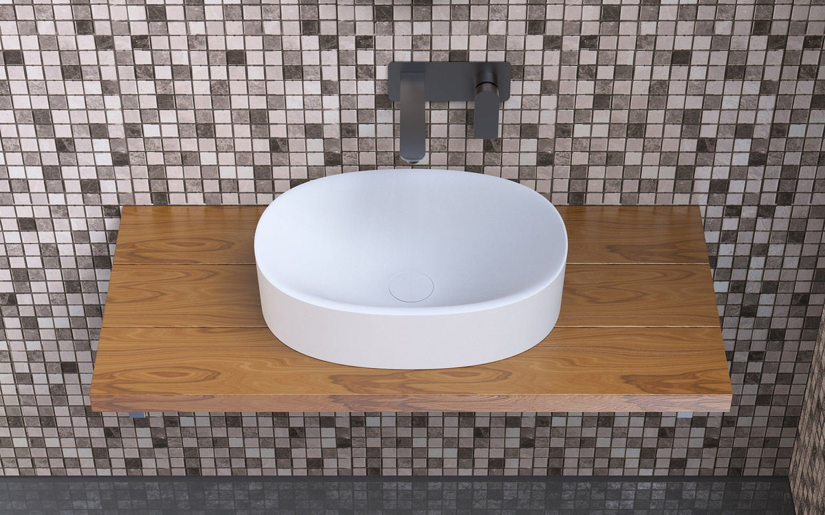 Ideavit SolidCliff 50 Vessel Sink – 20" Matte White – – –