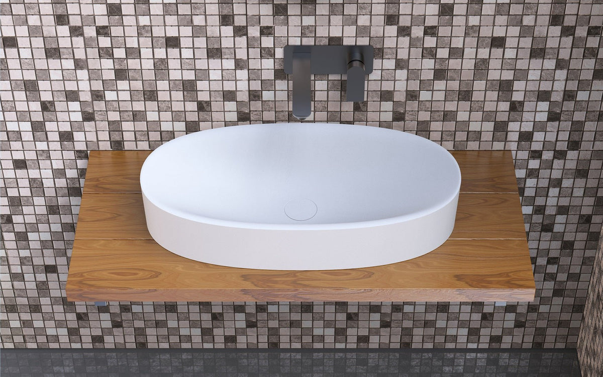 Ideavit SolidCliff 70 Vessel Sink – 28" Matte White – – –