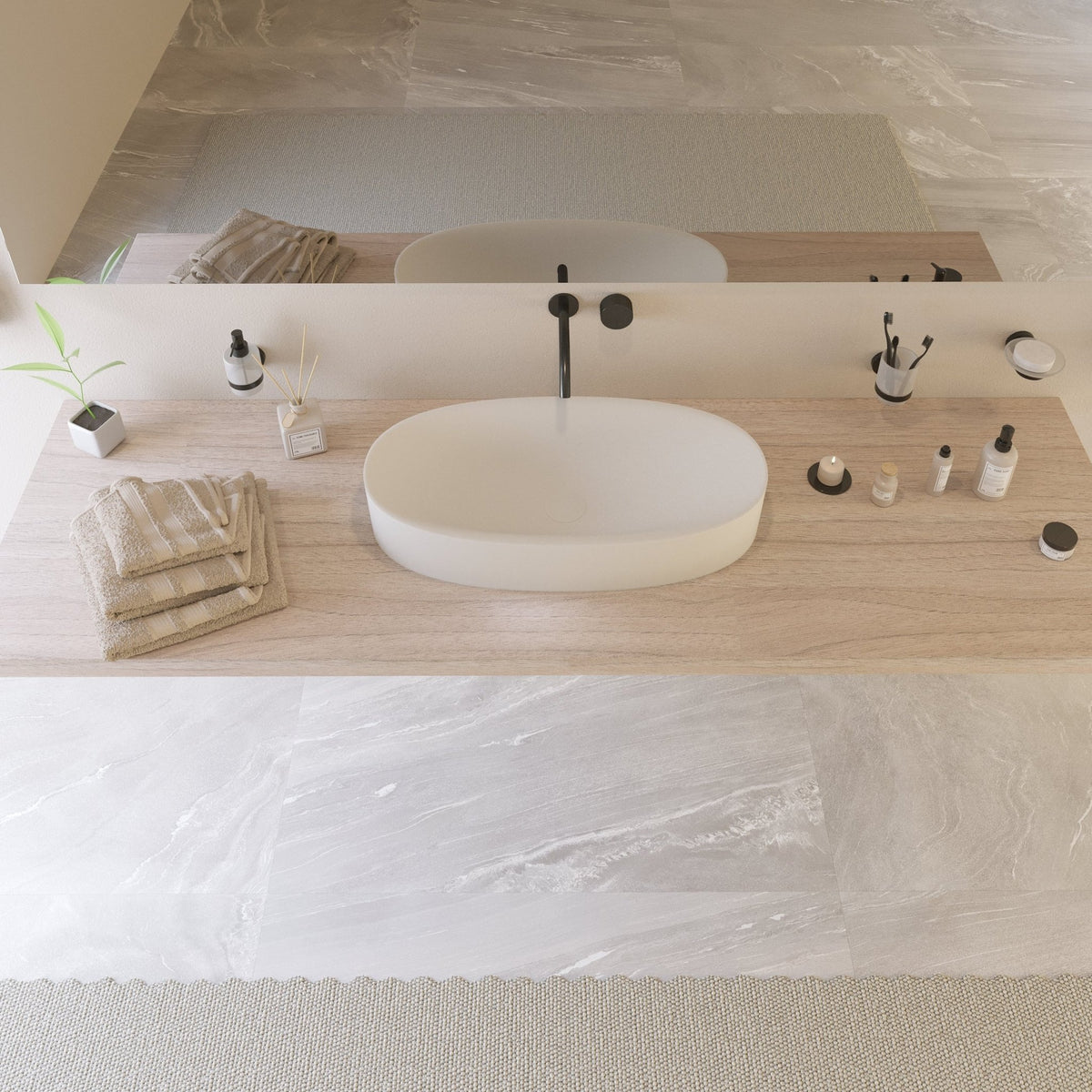 Ideavit SolidCliff 70 Vessel Sink – 28" Matte White – – –