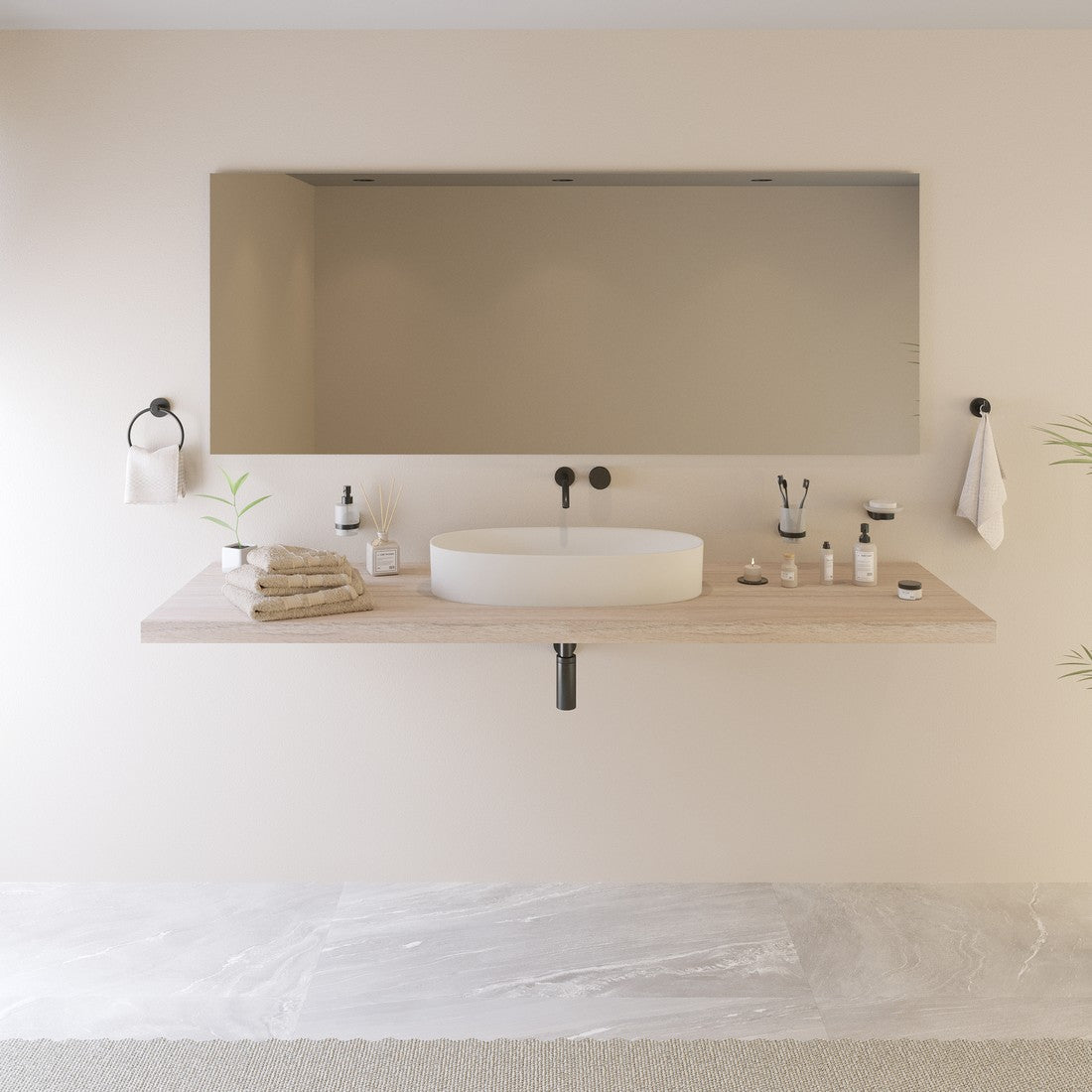 Ideavit SolidCliff 70 Vessel Sink – 28" Matte White – – –