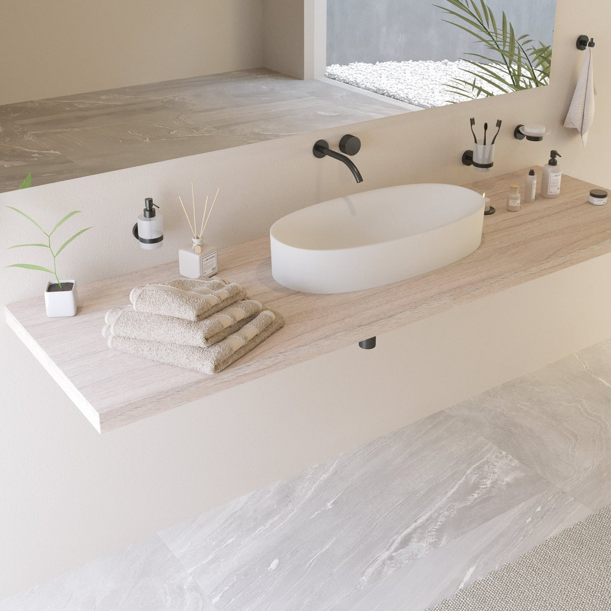 Ideavit SolidCliff 70 Vessel Sink – 28" Matte White – – –