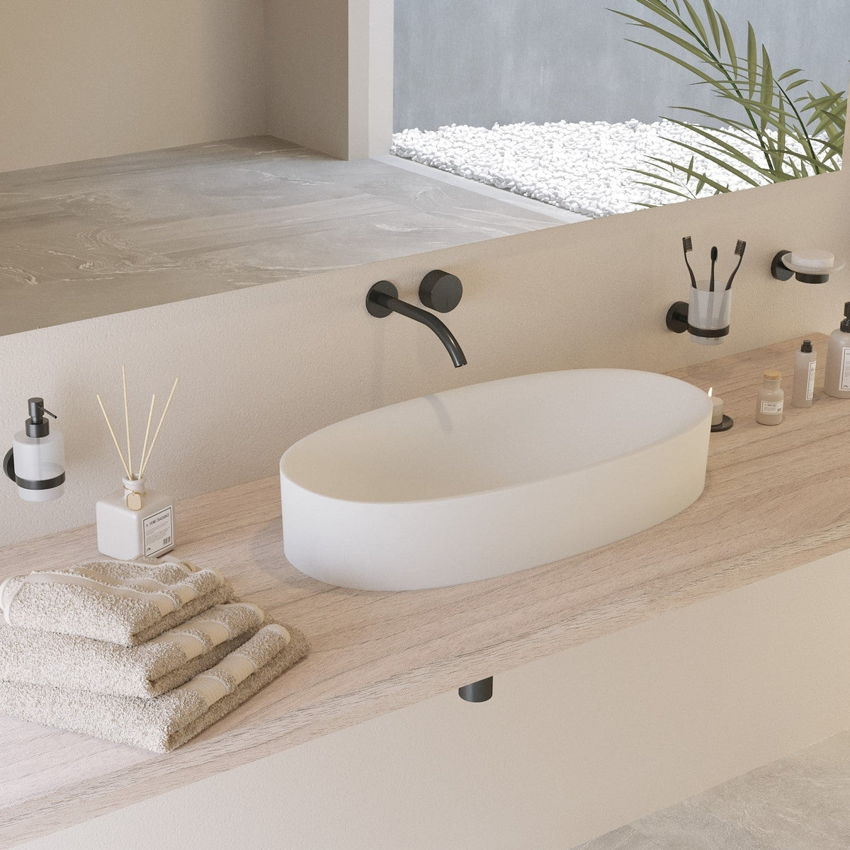 Ideavit SolidCliff 70 Vessel Sink – 28" Matte White – – –